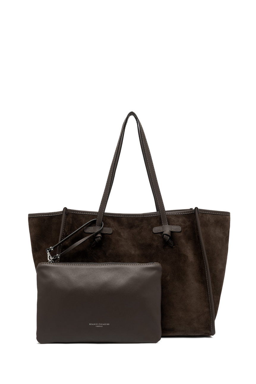 GIANNI CHIARINI Сумка-тоут Marcella из премиальной замши оттенка эспрессо
