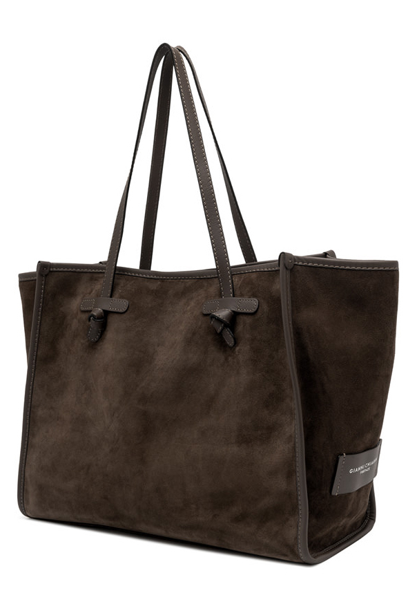 GIANNI CHIARINI Сумка-тоут Marcella из премиальной замши оттенка эспрессо