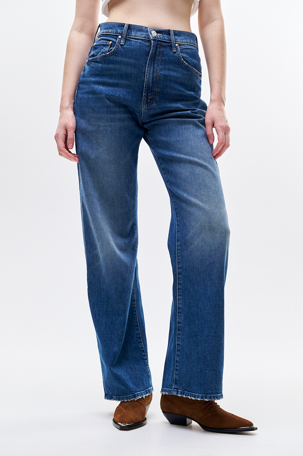 MOTHER Джинсы The Lasso прямого кроя из денима superior