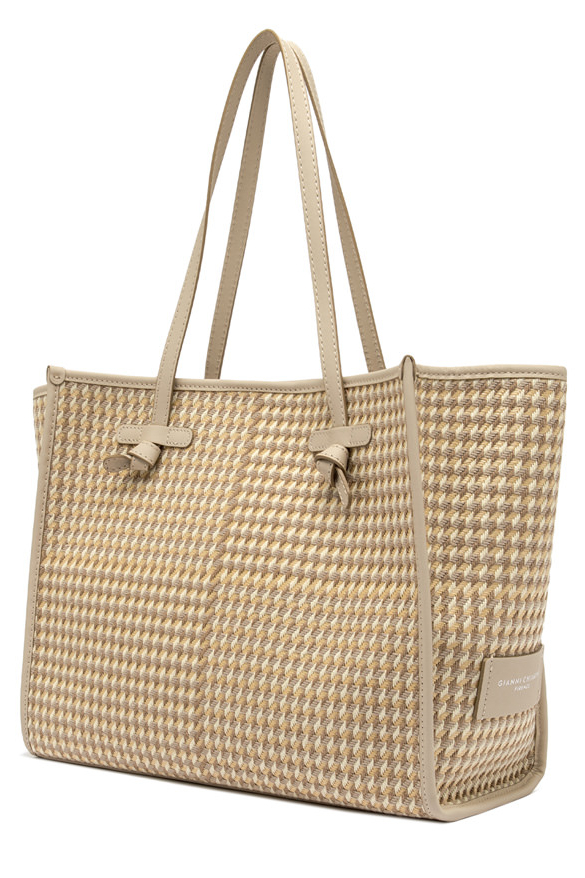 GIANNI CHIARINI Сумка-тоут Marcella Mosaic из жаккардового хлопка танина в песочных тонах