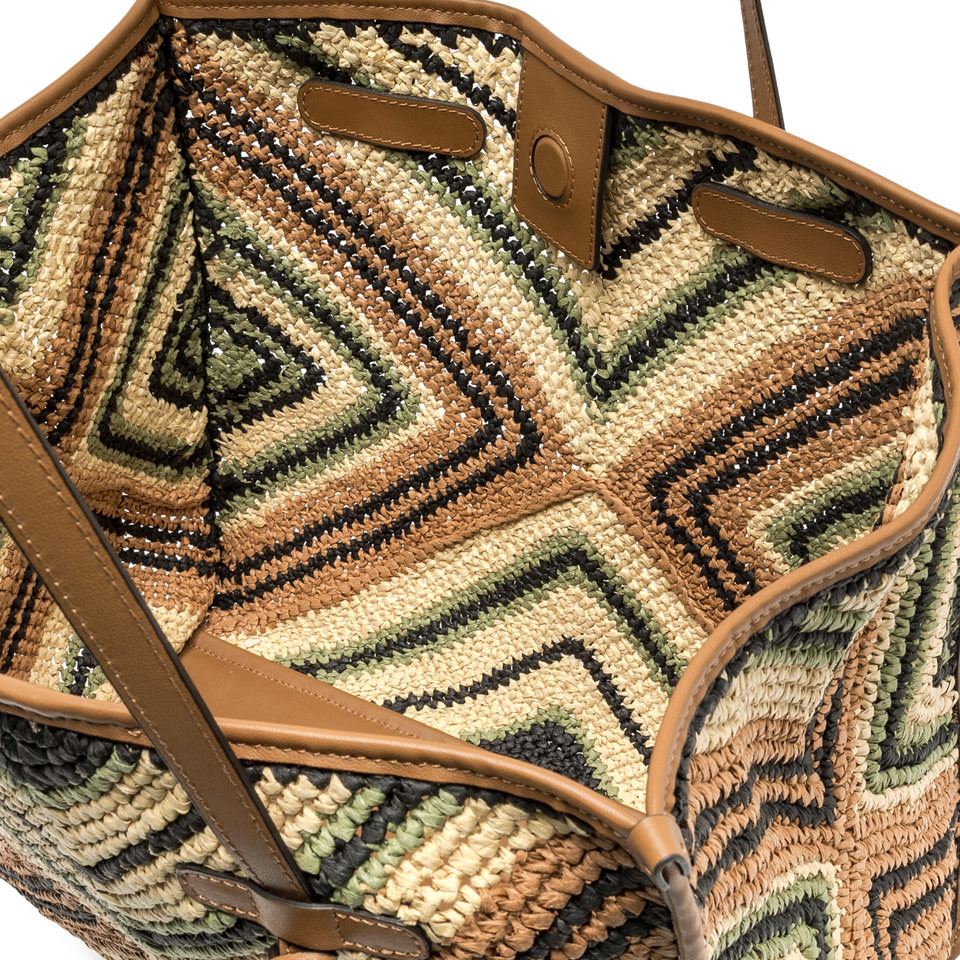 GIANNI CHIARINI Сумка-тоут Marcella Essaouira из марокканской рафии с оригинальным этническим узором