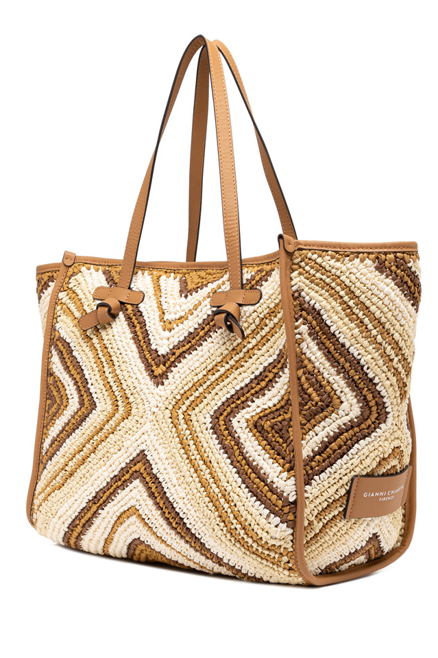 GIANNI CHIARINI Сумка-тоут Marcella Essaouira из марокканской рафии с оригинальным этническим узором