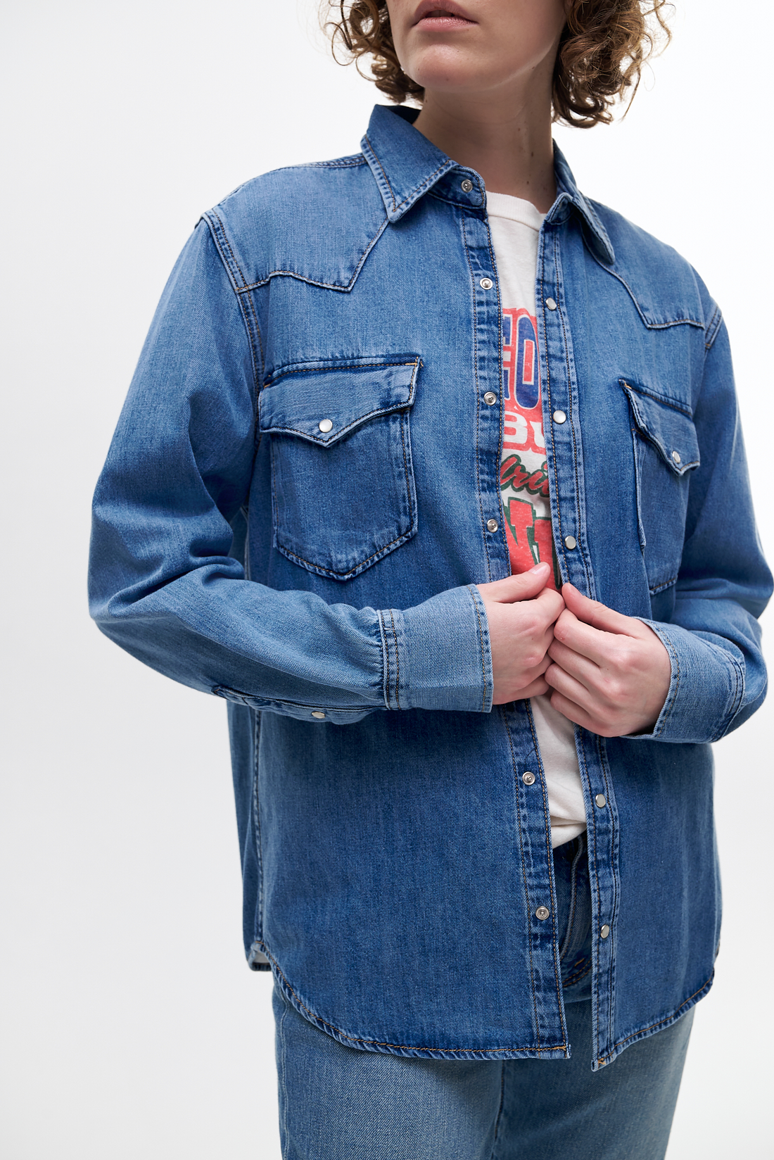 Adriano Goldschmied Рубашка WESTERN из денима