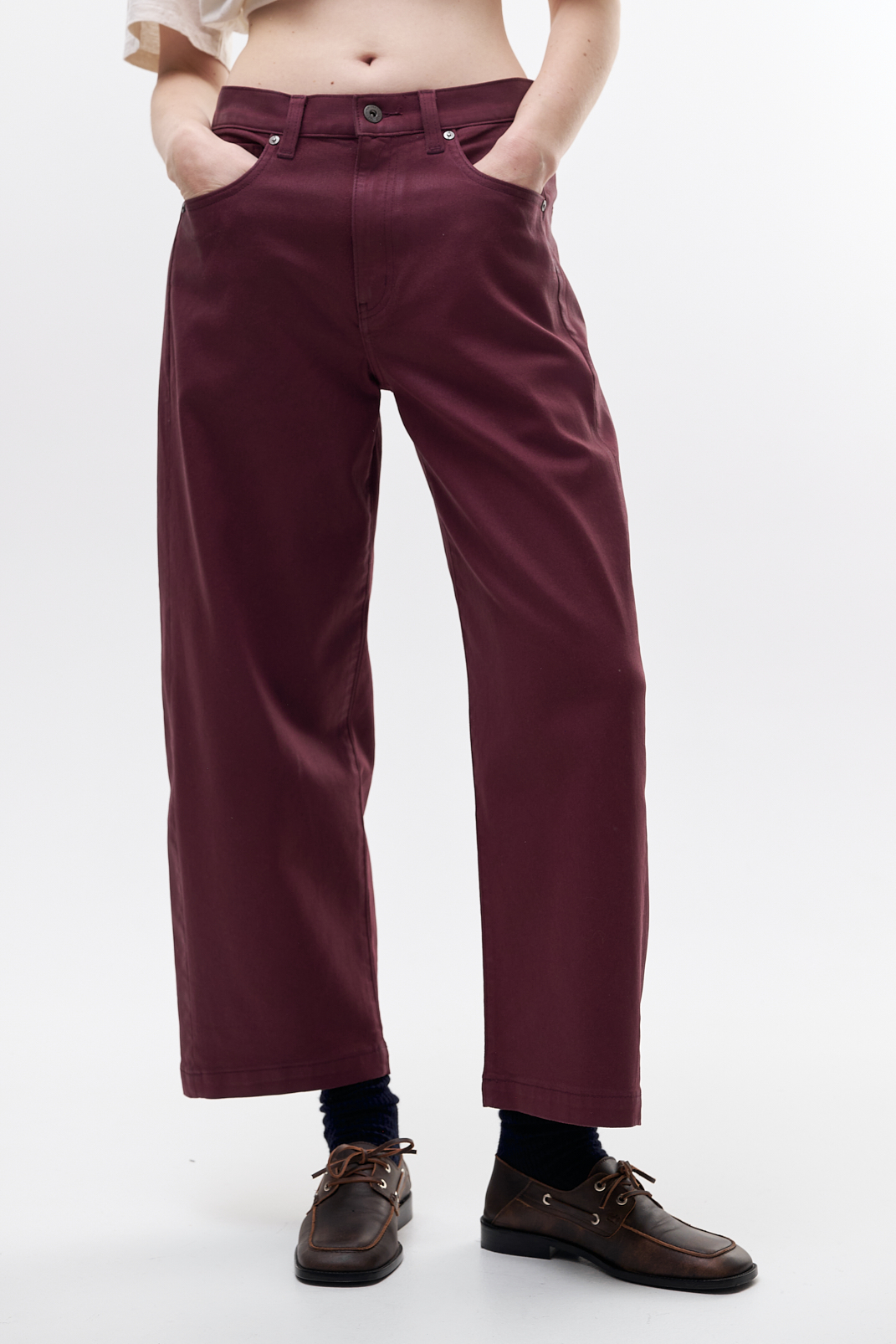 Adriano Goldschmied Джинсы Hattie свободного кроя с боковыми вставками из специального вощеного денима оттенка бордо