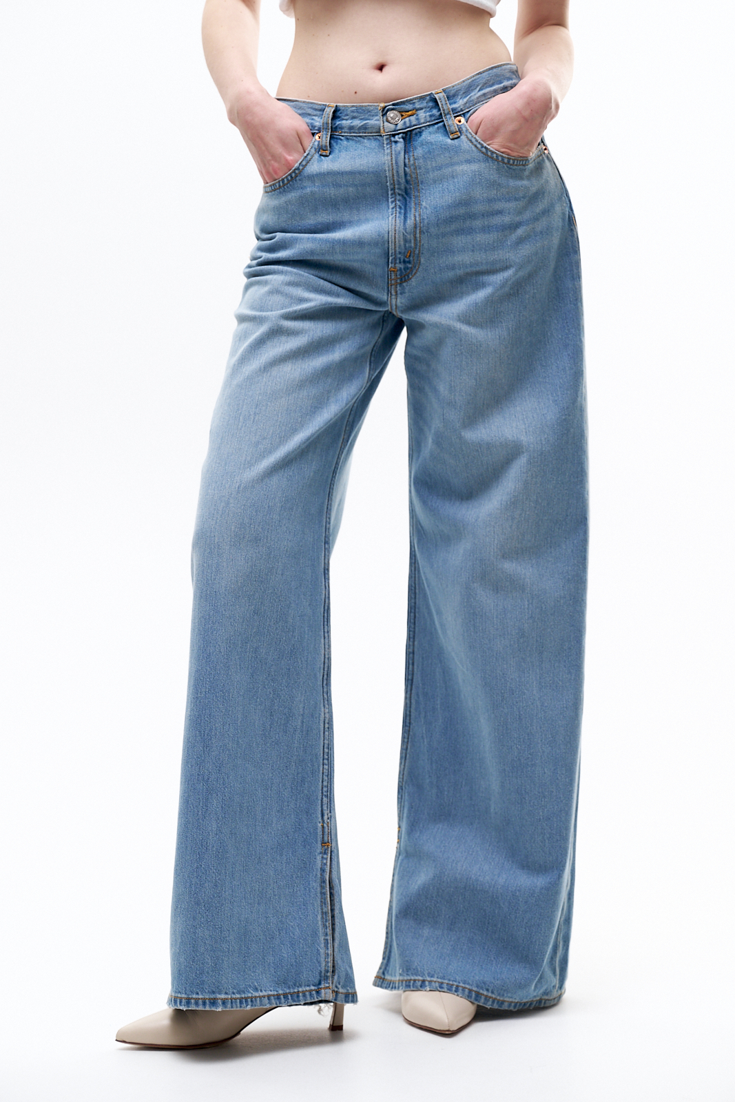 RE/DONE Джинсы RIDER LOSE с прямой широкой штаниной из мягкого классического денима