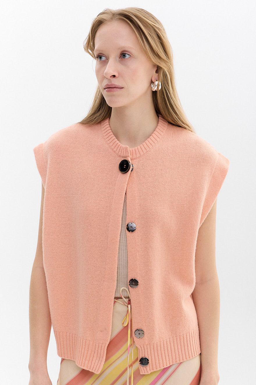TELA Жилет с удлиненной линией проймы оттенка фламинго