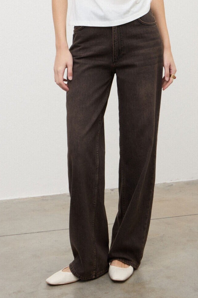 OTTOD'AME Джинсы прямого кроя из мягкого денима оттенка шоколада