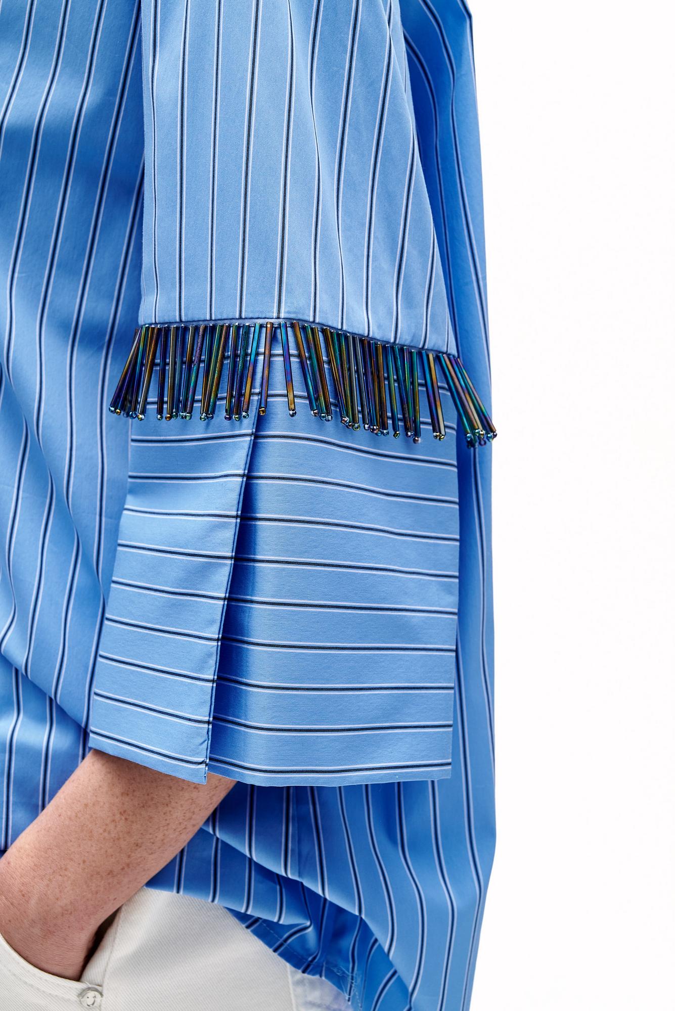 MEME ROAD Рубашка оверсайз с рисунком в полоску и декоративной бахромой из стекляруса