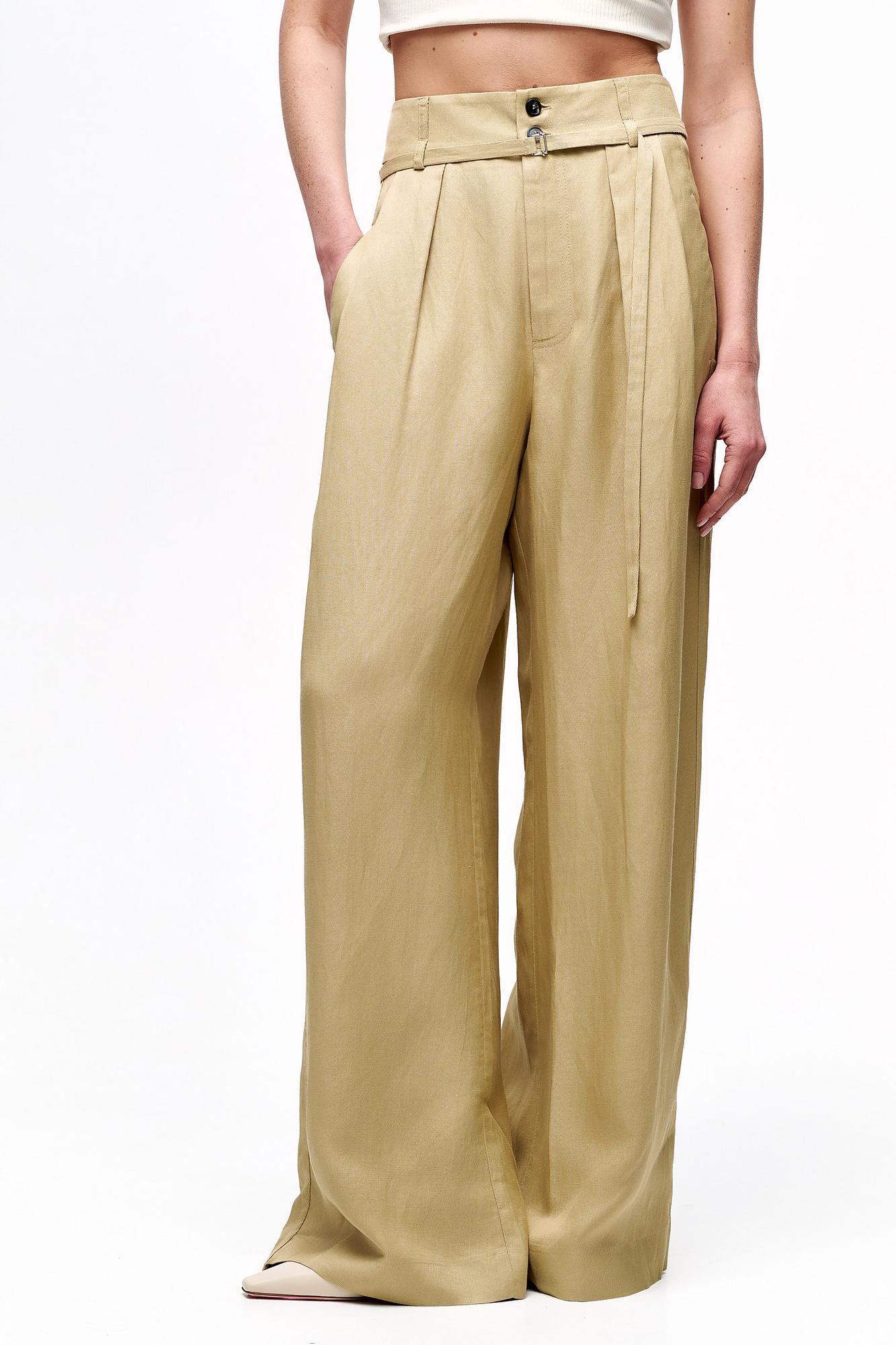 TELA Брюки FLAVIO из бленда льна и вискозы оттенка кунжута