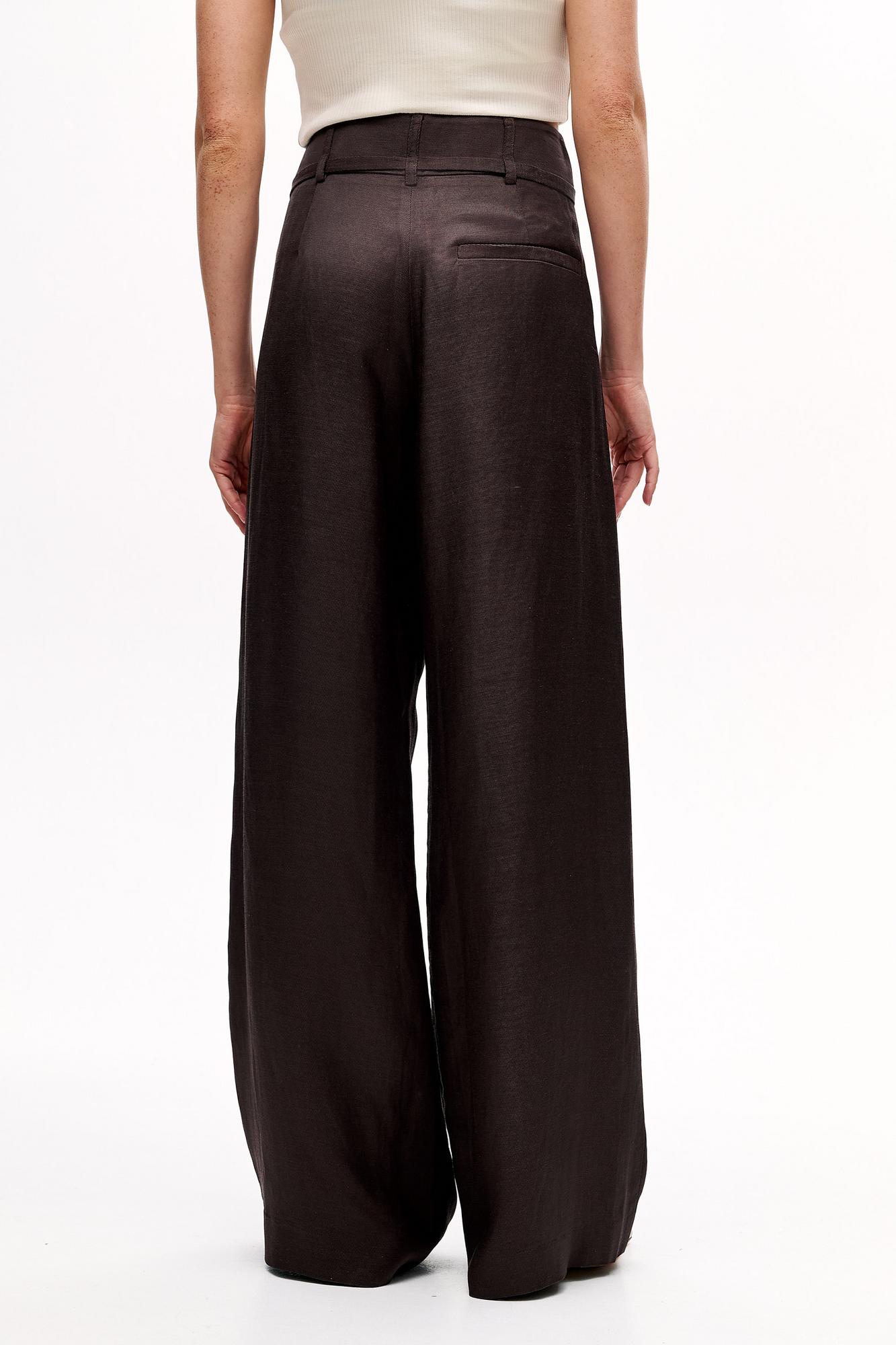 TELA Брюки FLAVIO из бленда льна и вискозы оттенка шоколада