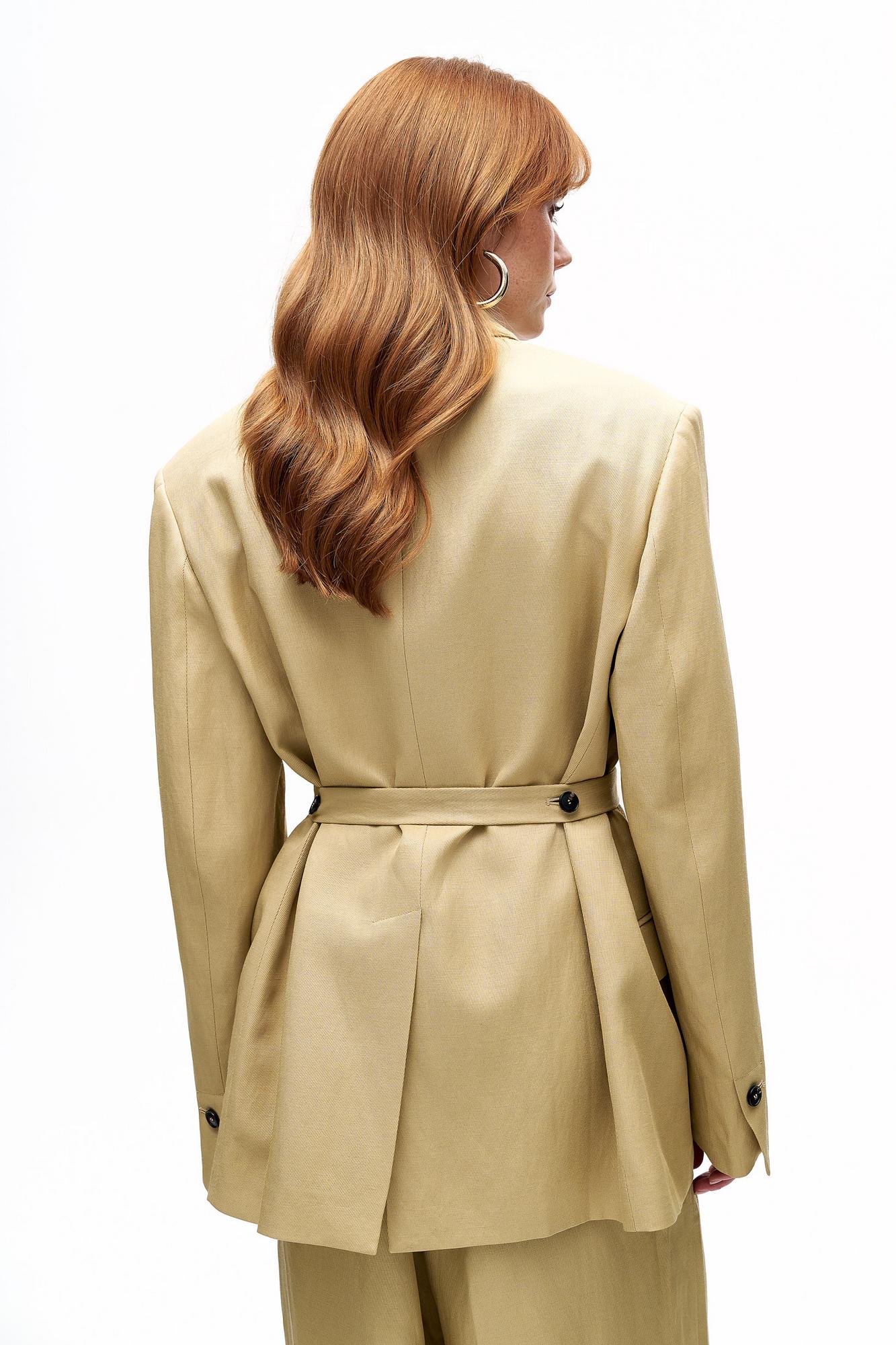 TELA Жакет двубортный FROST из бленда льна и вискозы оттенка кунжута