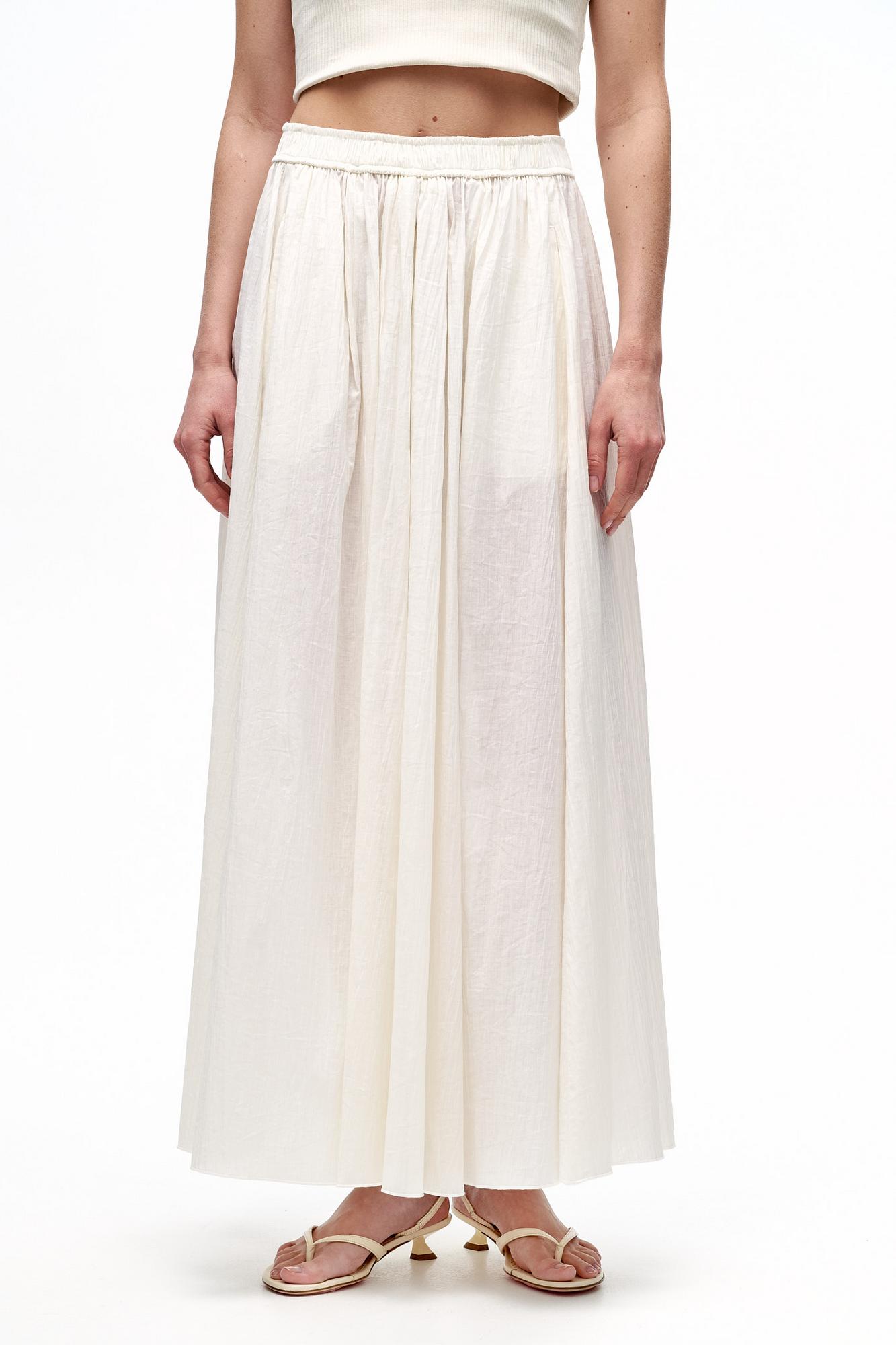 TELA Юбка COSTA длины макси из жатого хлопка оттенка ванили