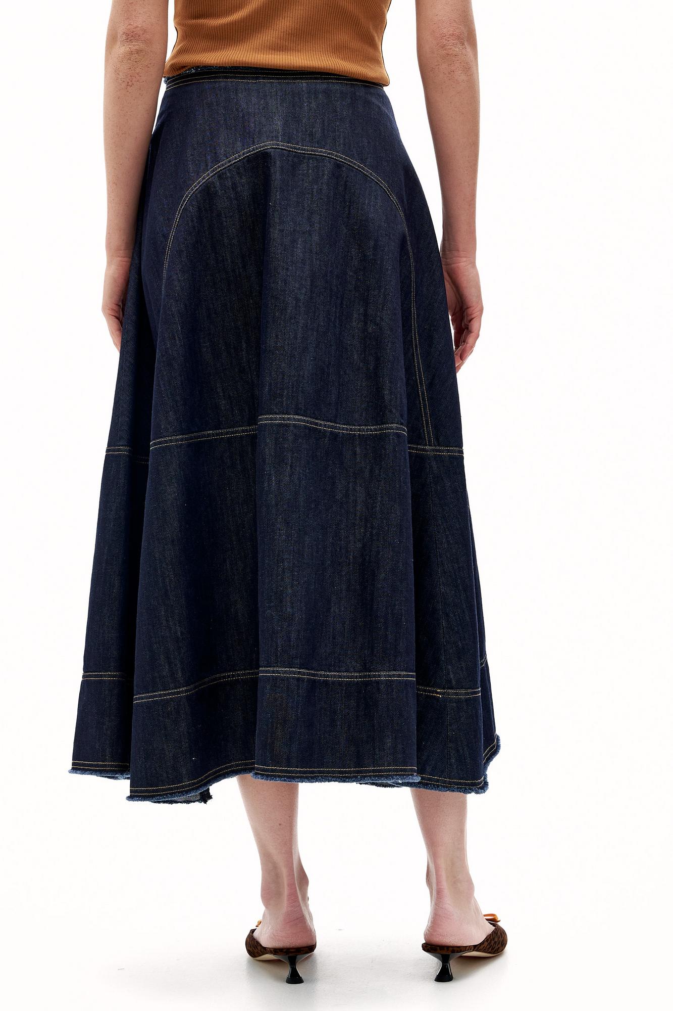 TELA Юбка LIME с фигурными рельефами из органического денима с контрастной отстрочкой