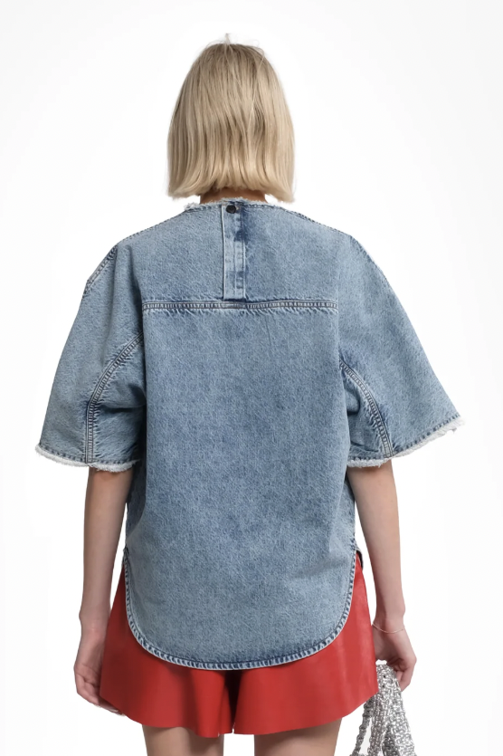 TELA Рубашка свободного кроя BRAZIL с коротким рукавом из стираного денима