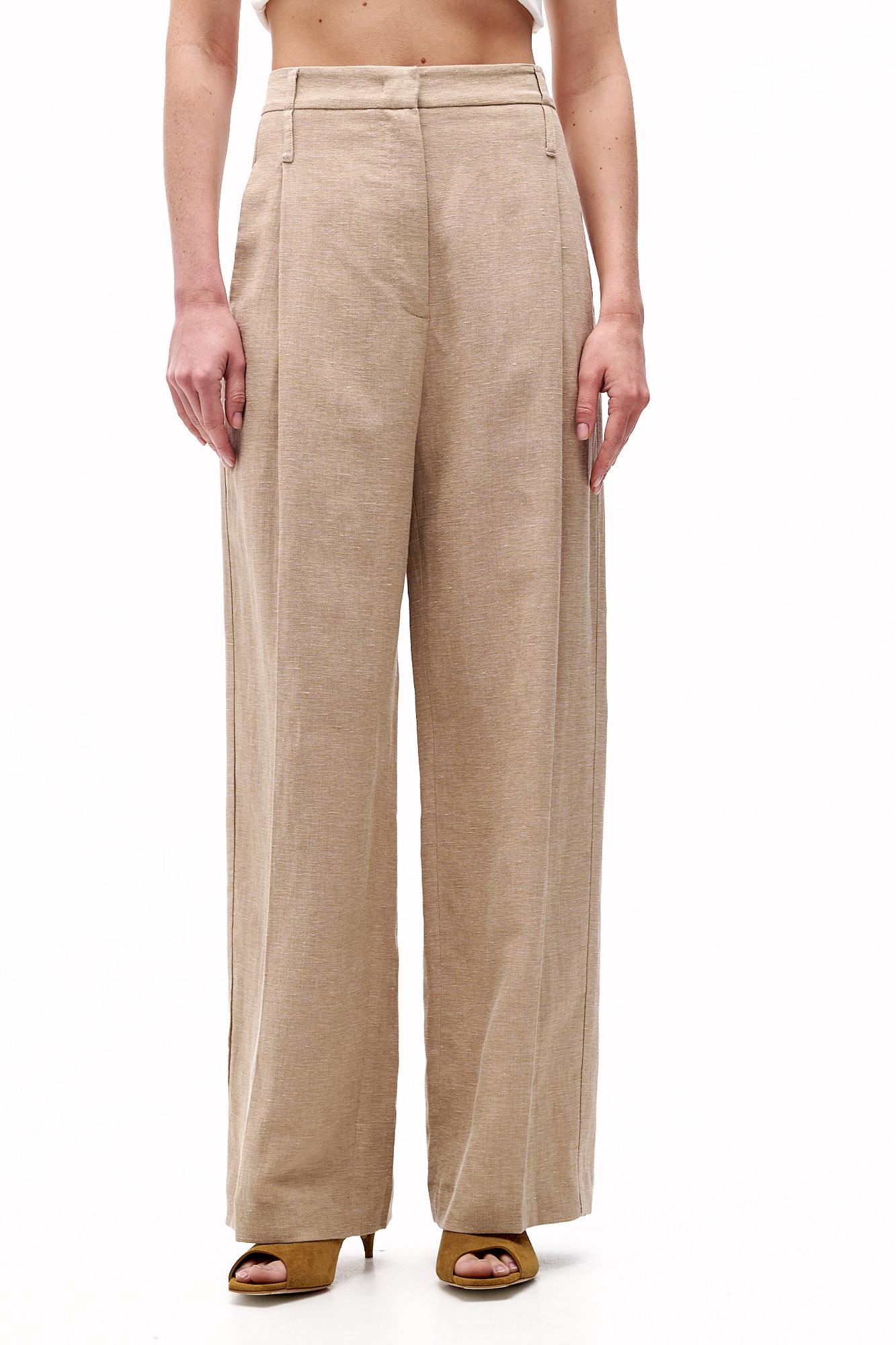 TELA Брюки ZILLO прямого кроя из фактурного льна и хлопка оттенка беж