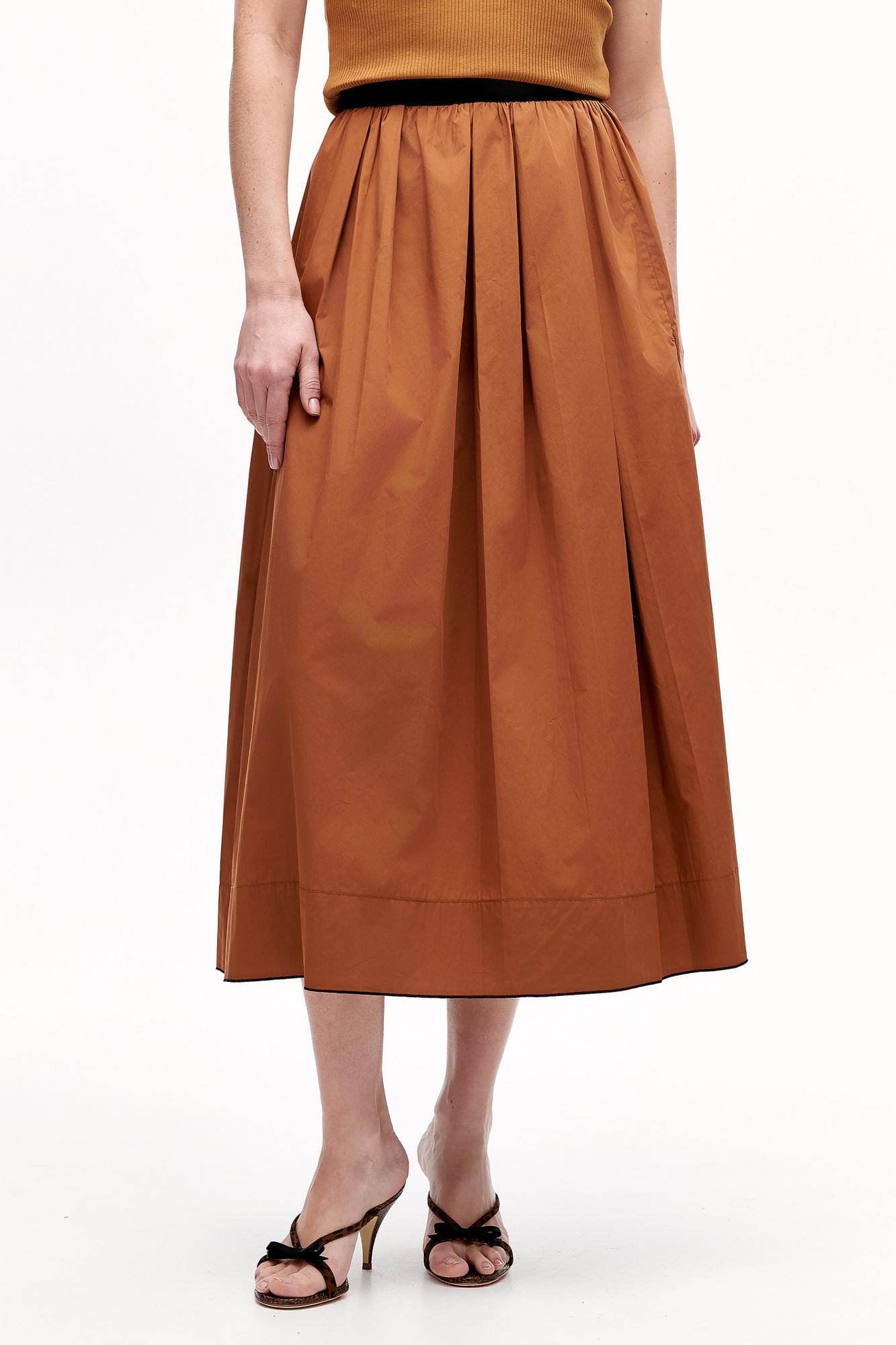 TELA Юбка LEDA длины макси с мягкими складами из поплина оттенка терракоты
