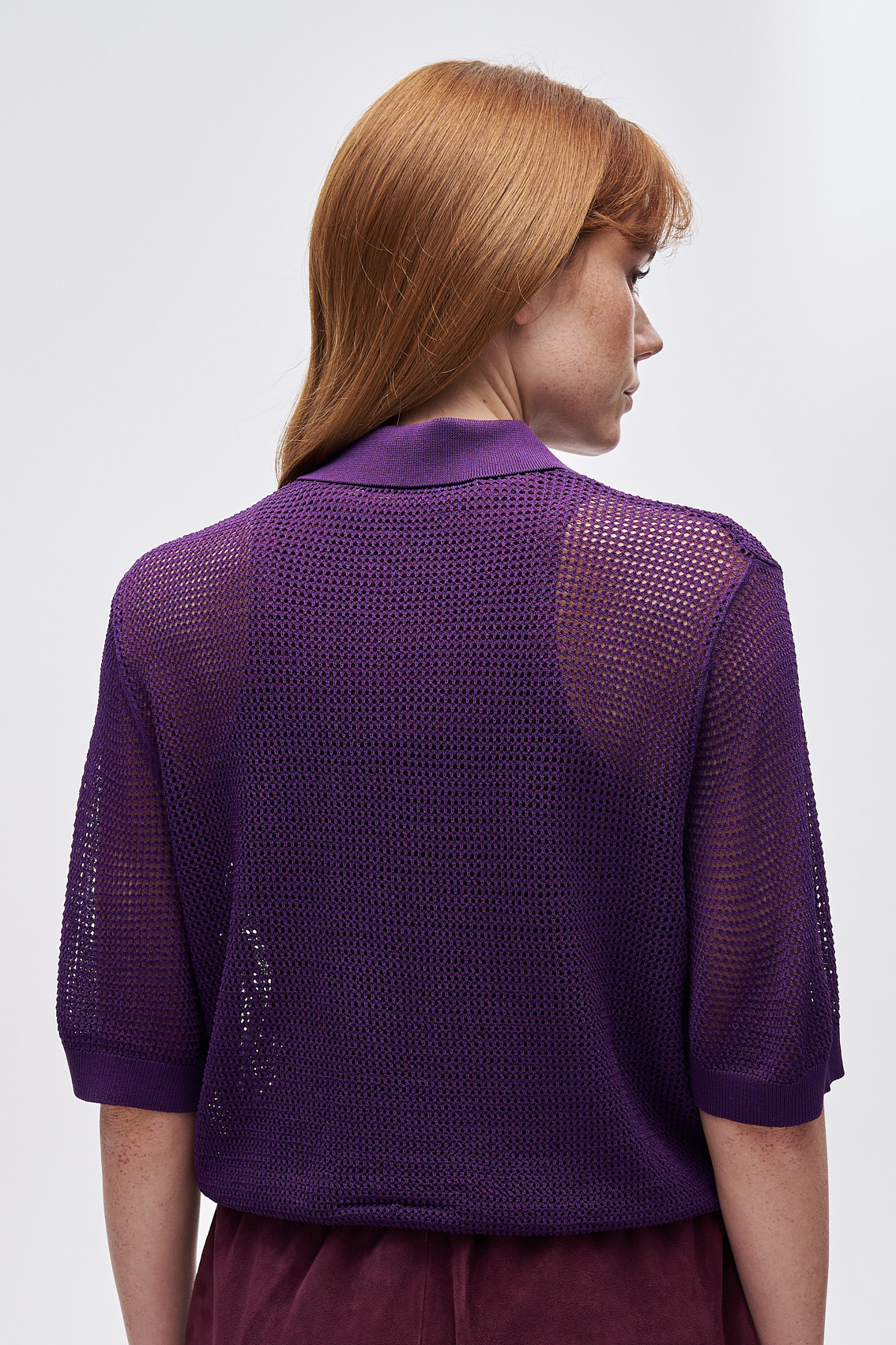 TELA Поло CIMBRA из сетчатой вискозы пурпурного оттенка