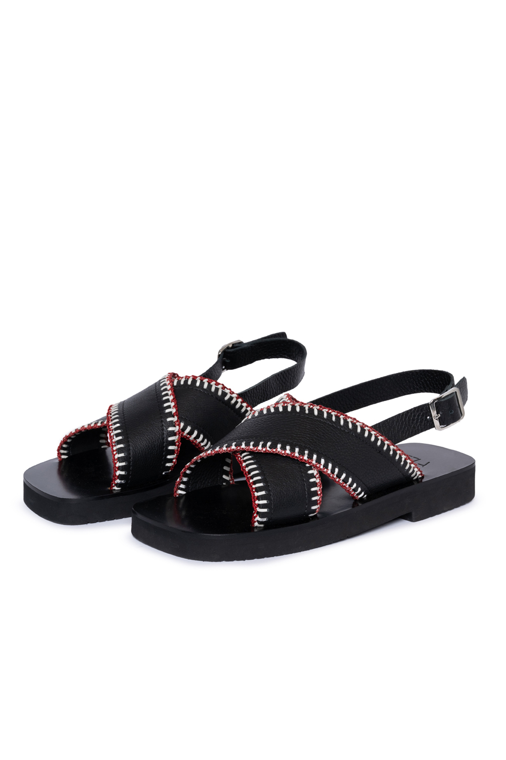 TELA Сандалии SUNDAY из натуральной кожи с широкими ремешками с обметкой контрастным шнурком