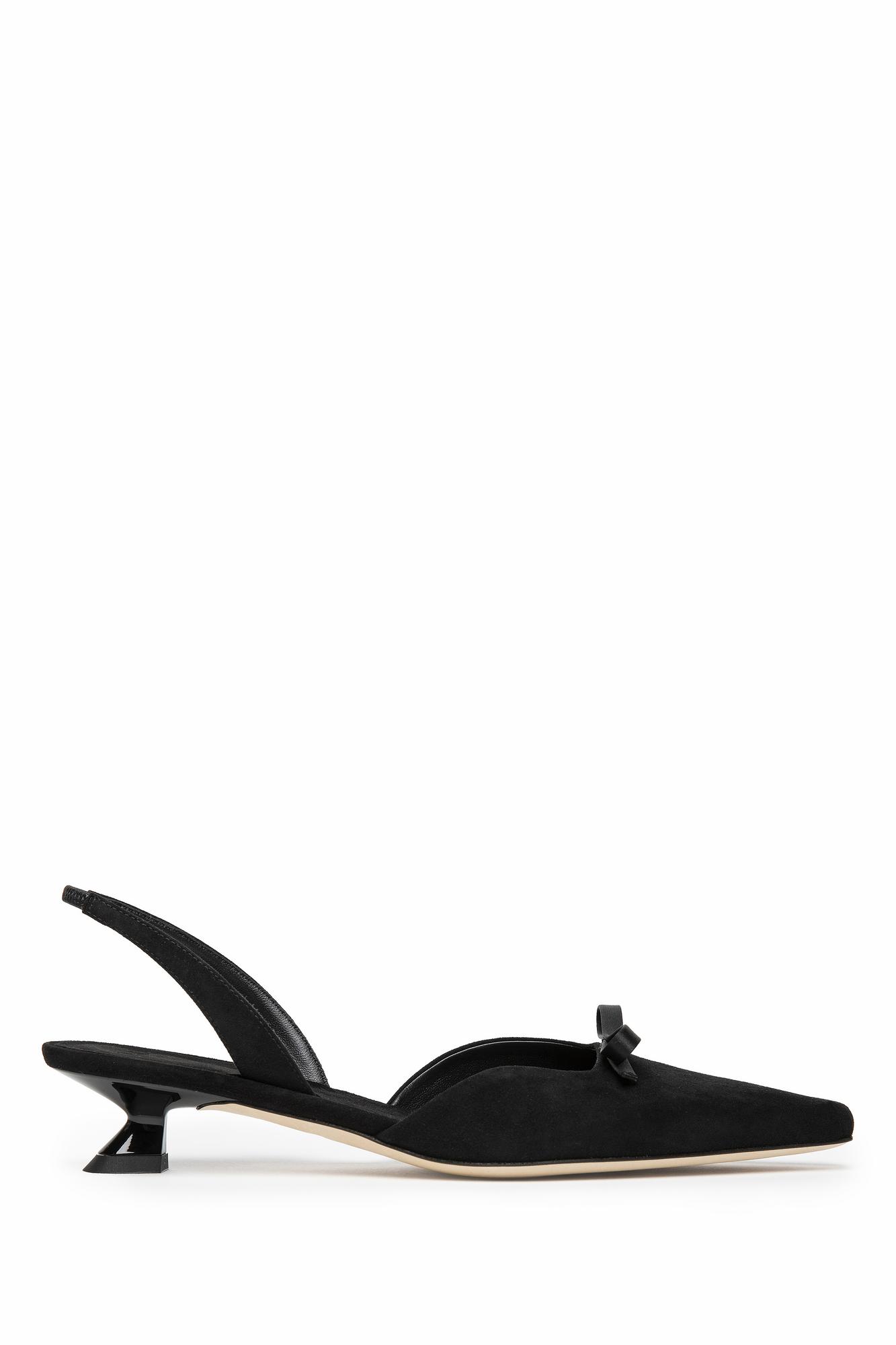 3JUIN Туфли-слингбэки PRETTY из бархатистой замши черного цвета с элегантным плоским бантом