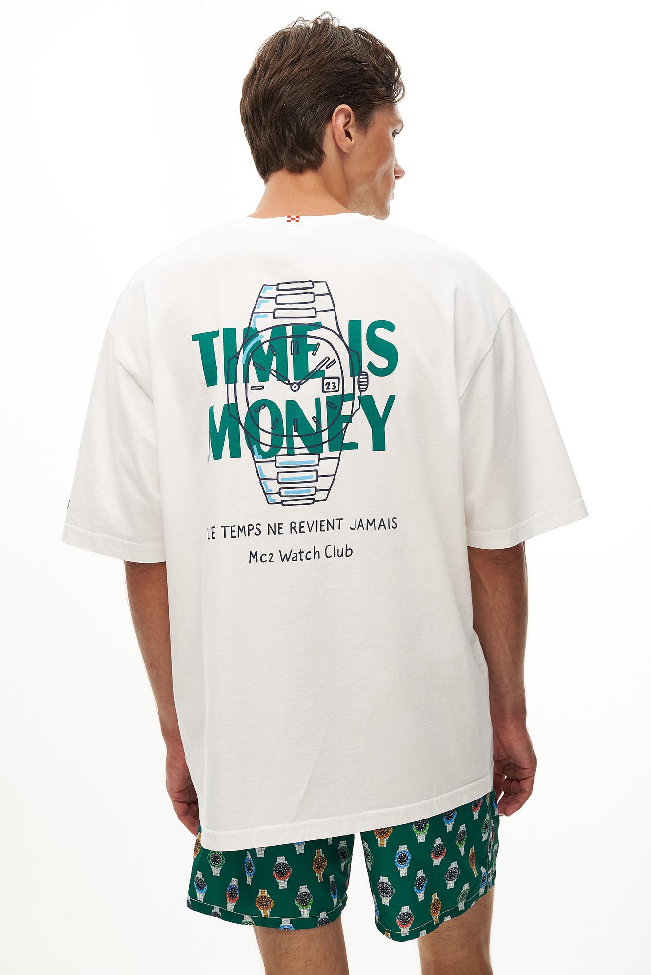 MC2 Saint Barth Футболка из органического хлопка с принтом «Time is money»