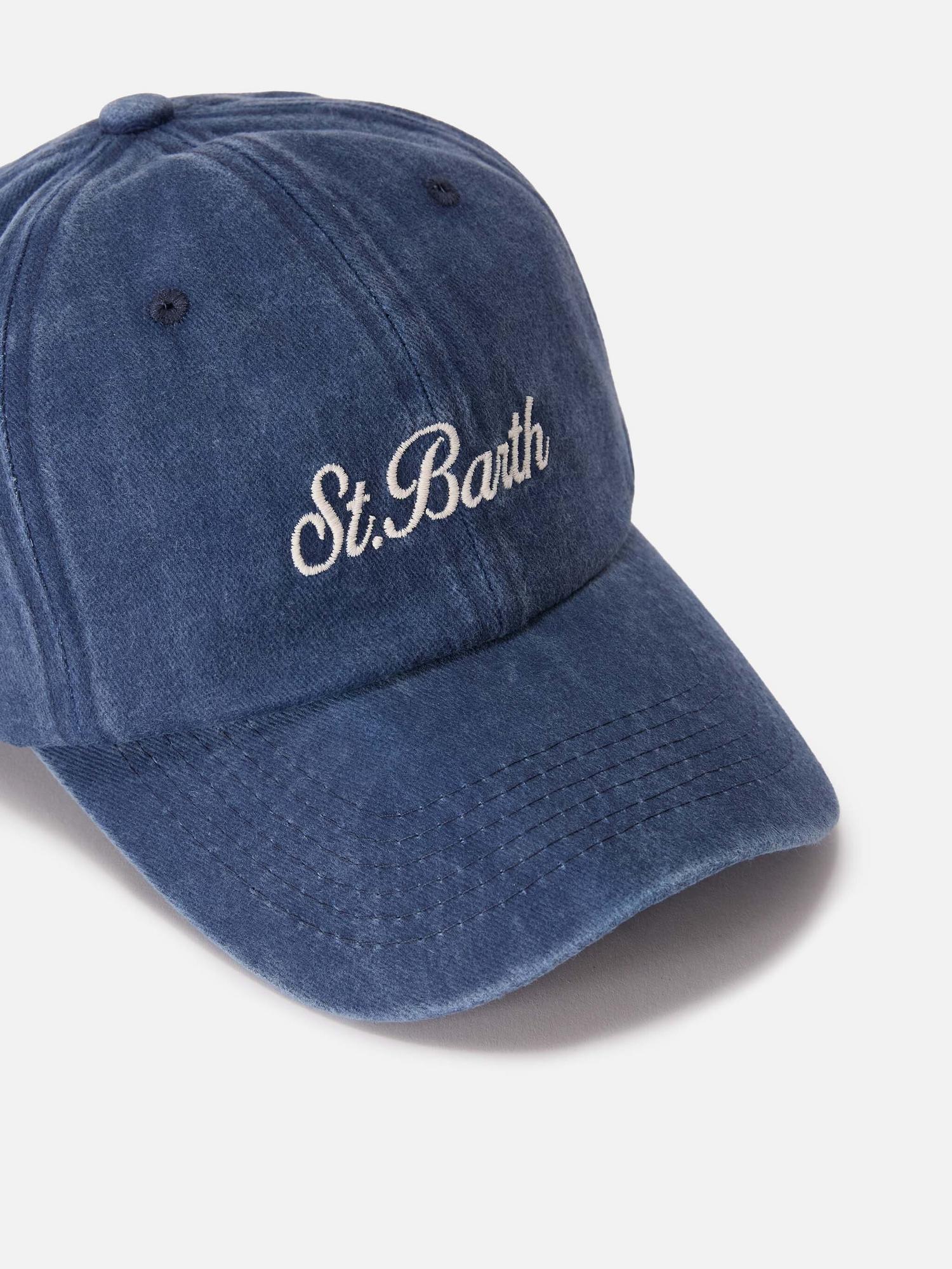 MC2 Saint Barth Бейсболка из вареного денима синего цвета с фирменной вышивкой