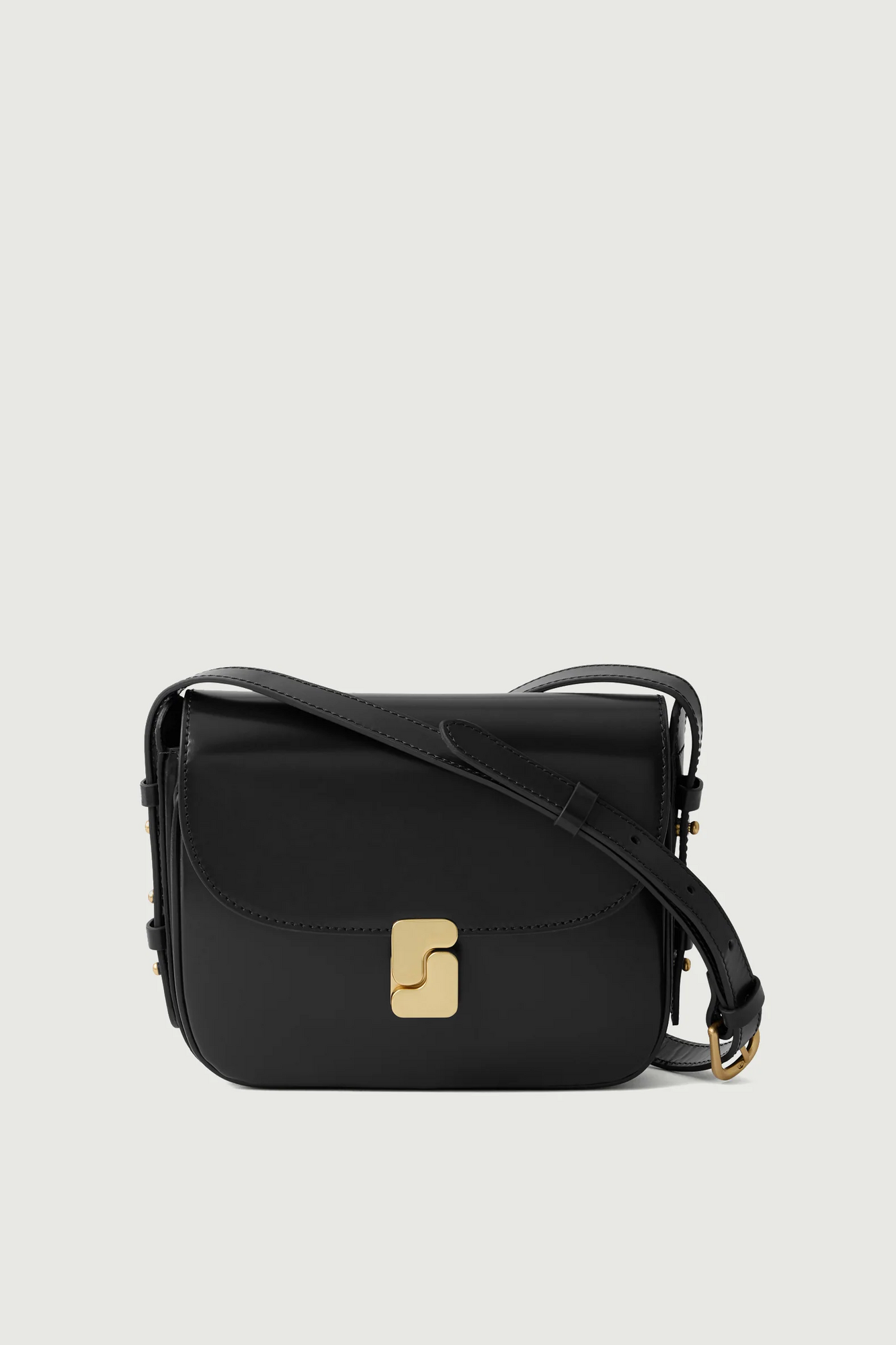 SOEUR Сумка Bellissima mini из плотной полуглянцевой кожи с фирменной золотой фурнитурой