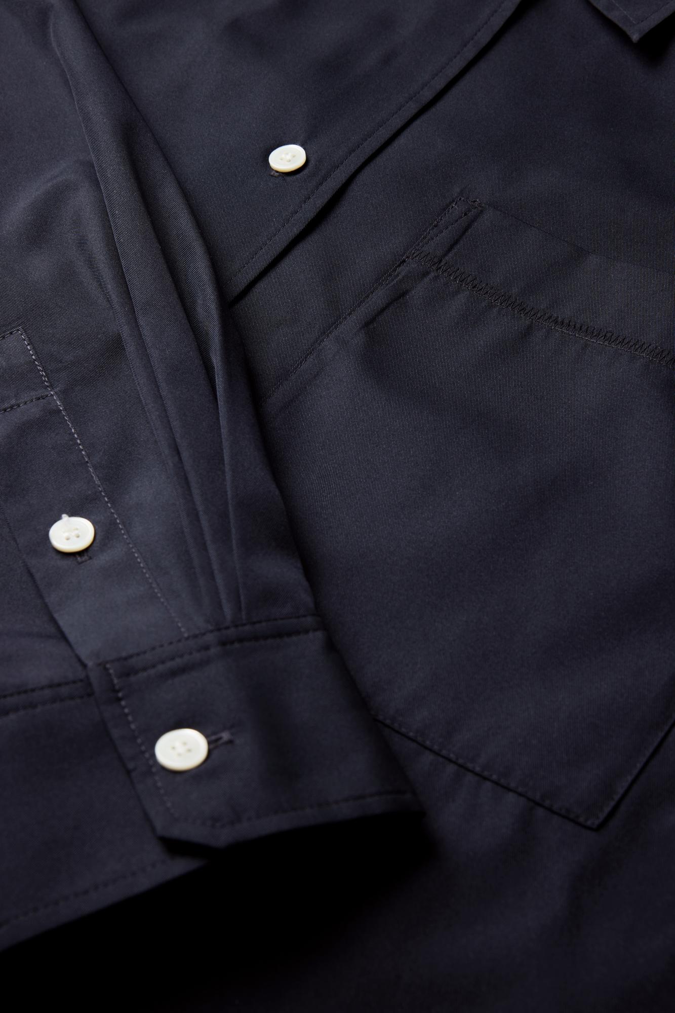 SOEUR Рубашка прямого кроя с асимметричной линией низа из шелка оттенка navy blue