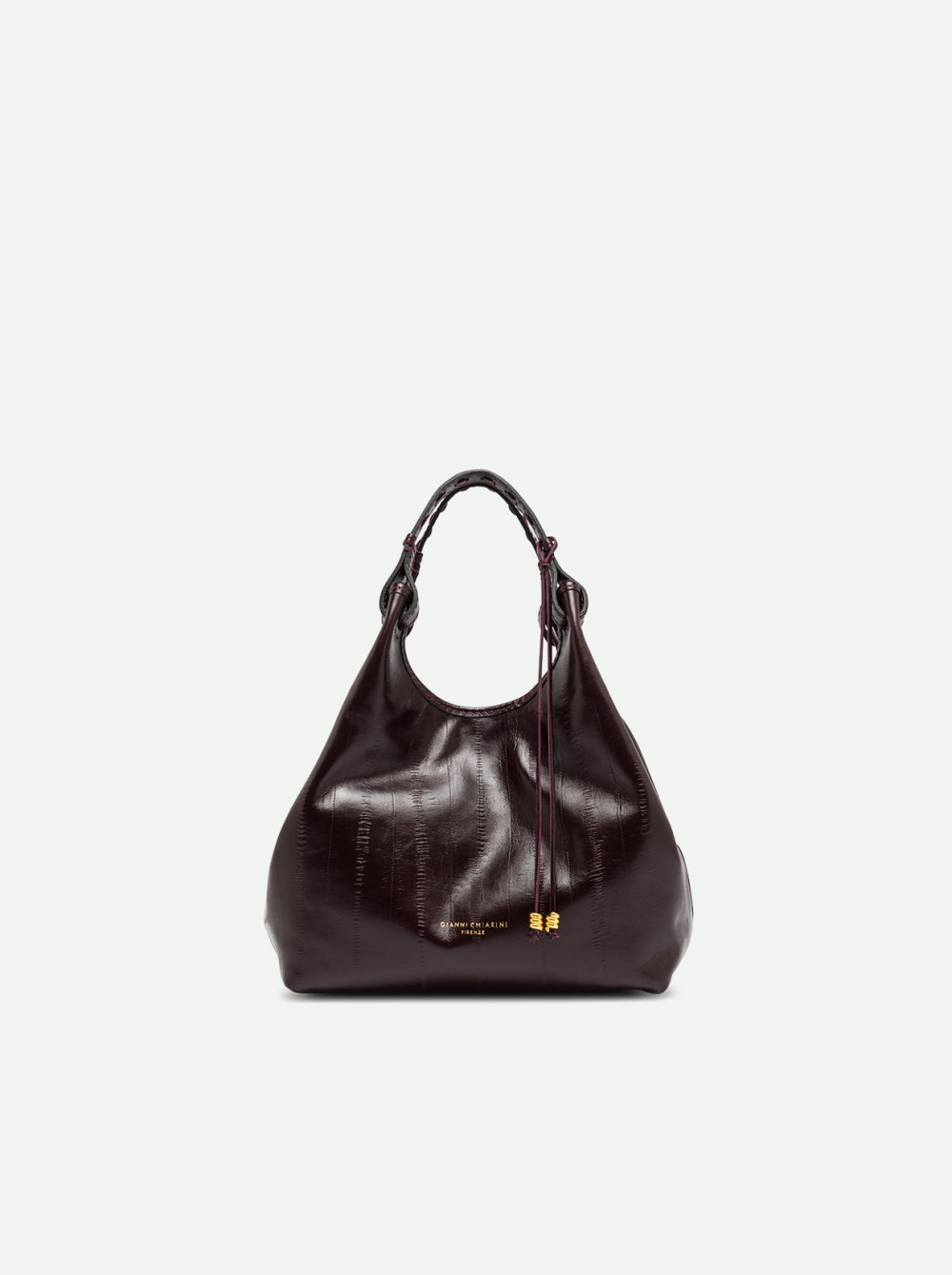 GIANNI CHIARINI Сумка DUA из премиальной кожи с тиснением под кожу угря оттенка бургундского вина
