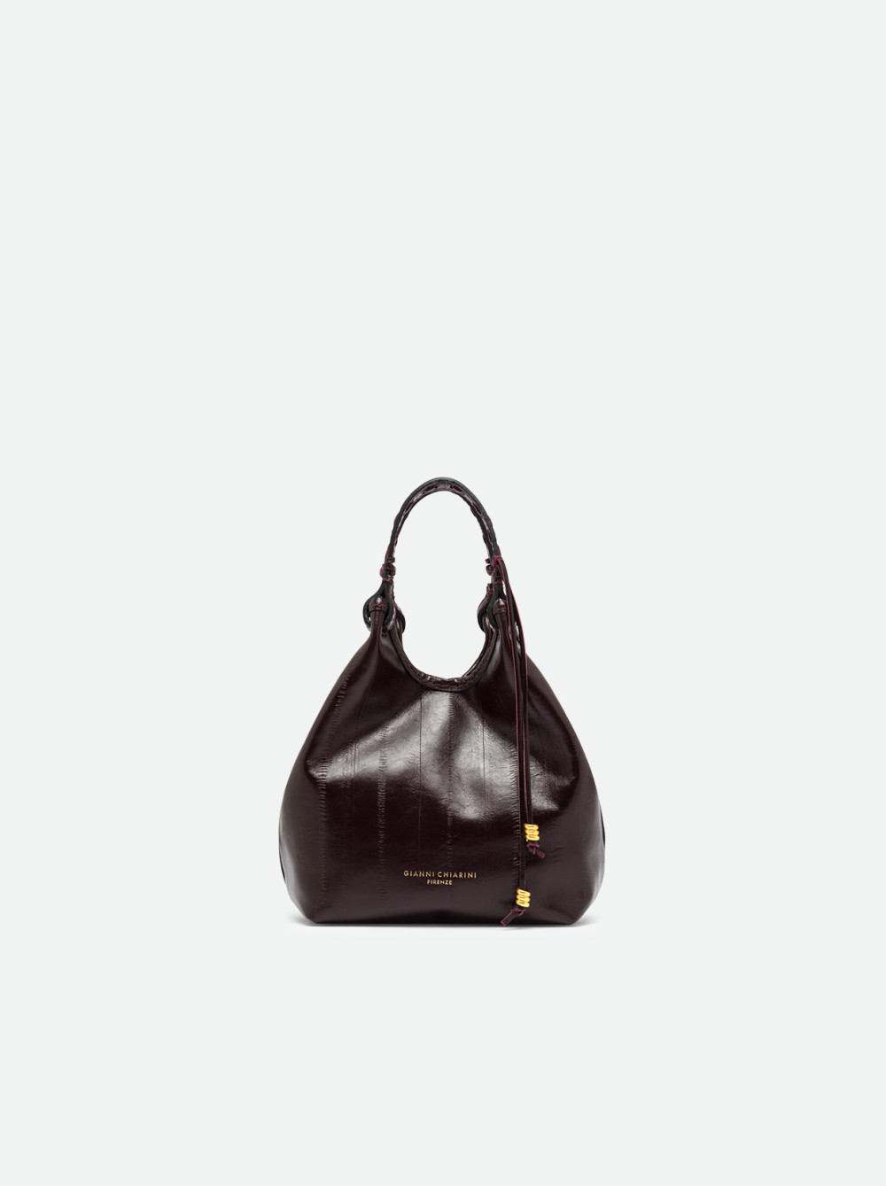 GIANNI CHIARINI Сумка DUA mini из премиальной кожи с тиснением под кожу угря оттенка бургундского вина