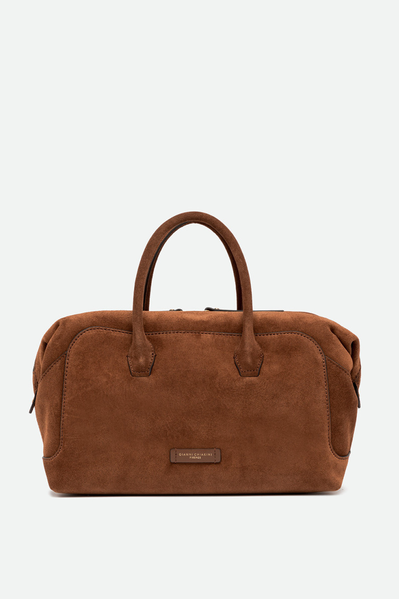 GIANNI CHIARINI Сумка GEMMA big прямоугольной формы из премиальной замши оттенка коньяка