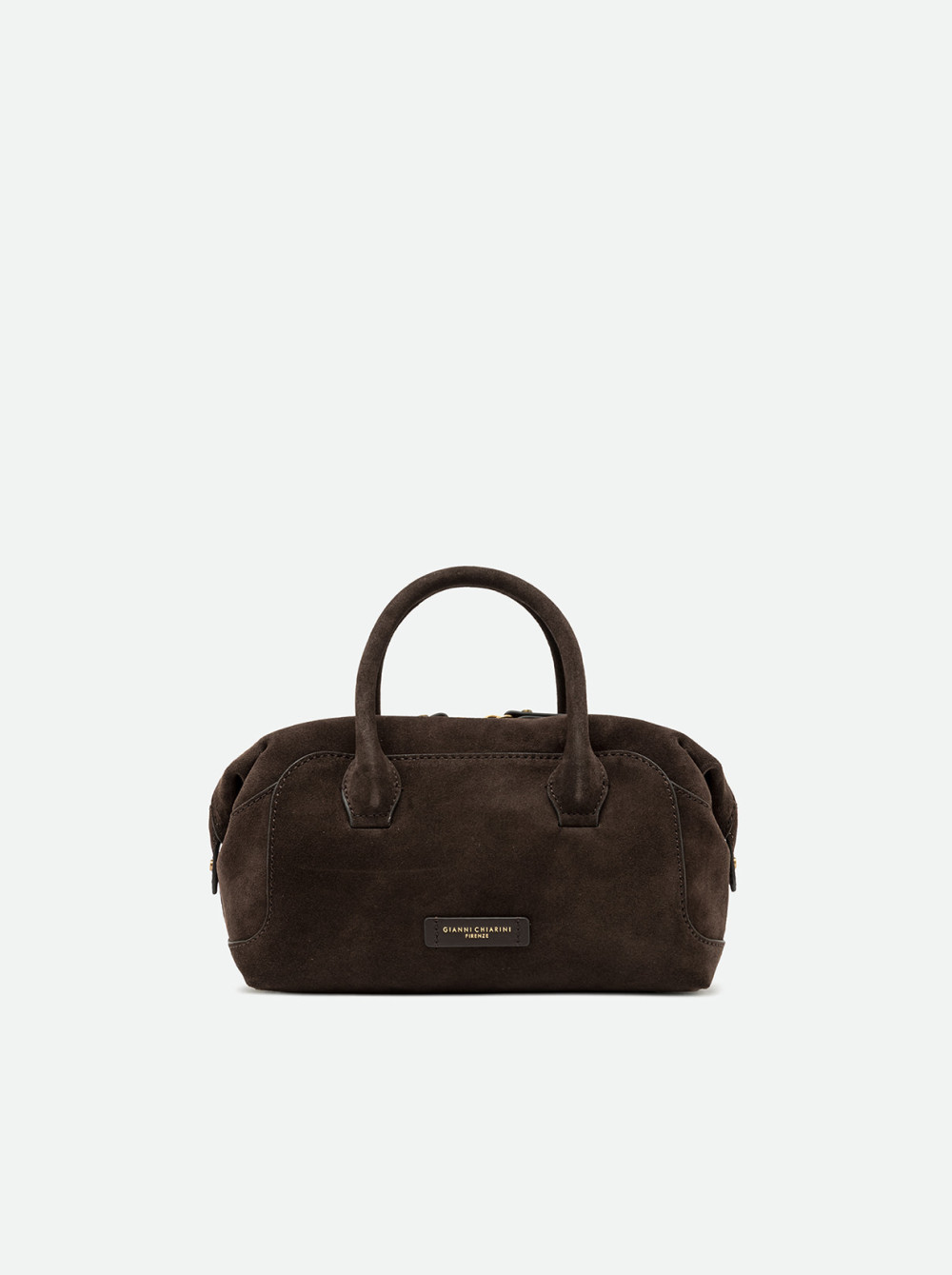 GIANNI CHIARINI Сумка GEMMA mini прямоугольной формы из премиальной замши оттенка темного шоколада