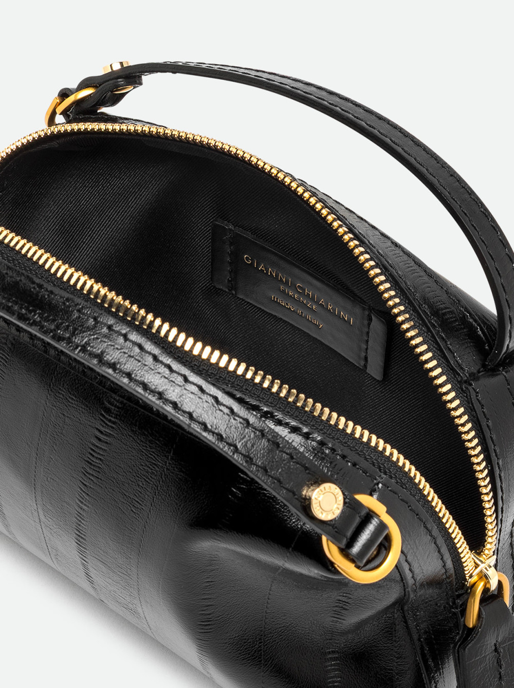 GIANNI CHIARINI Cумка ALIFA mini из премиальной кожи с тиснением под кожу угря в черном цвете