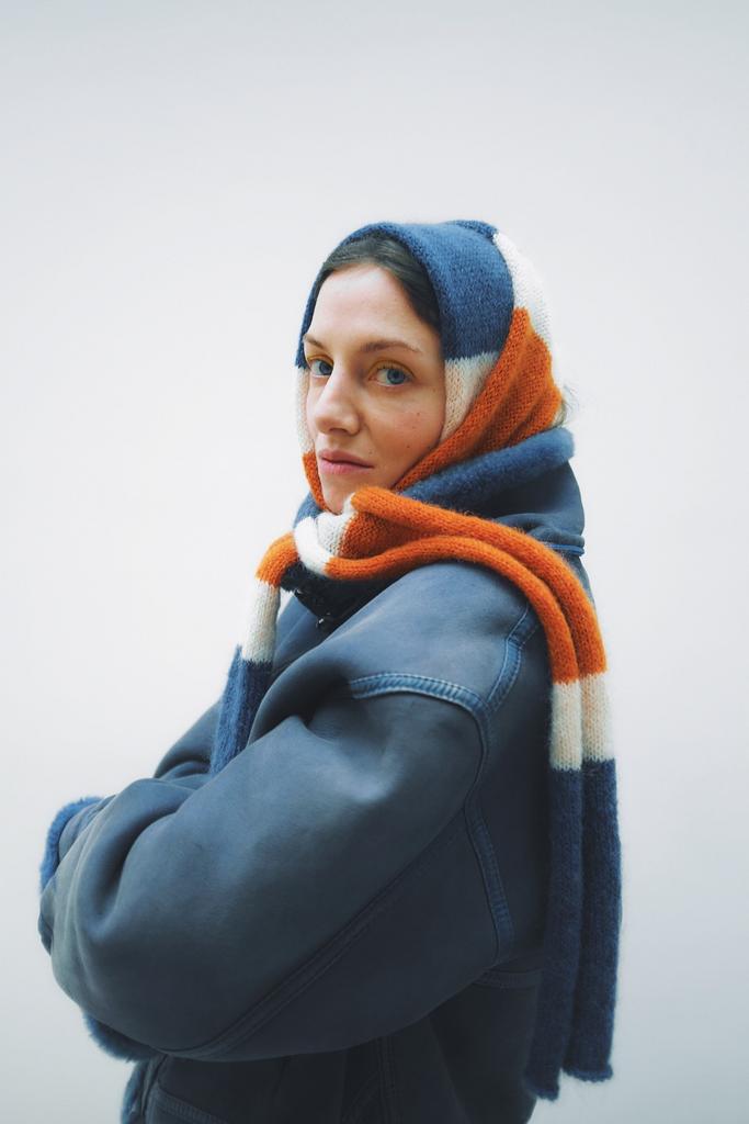 Шарф Snake kid mohair blue and carrot