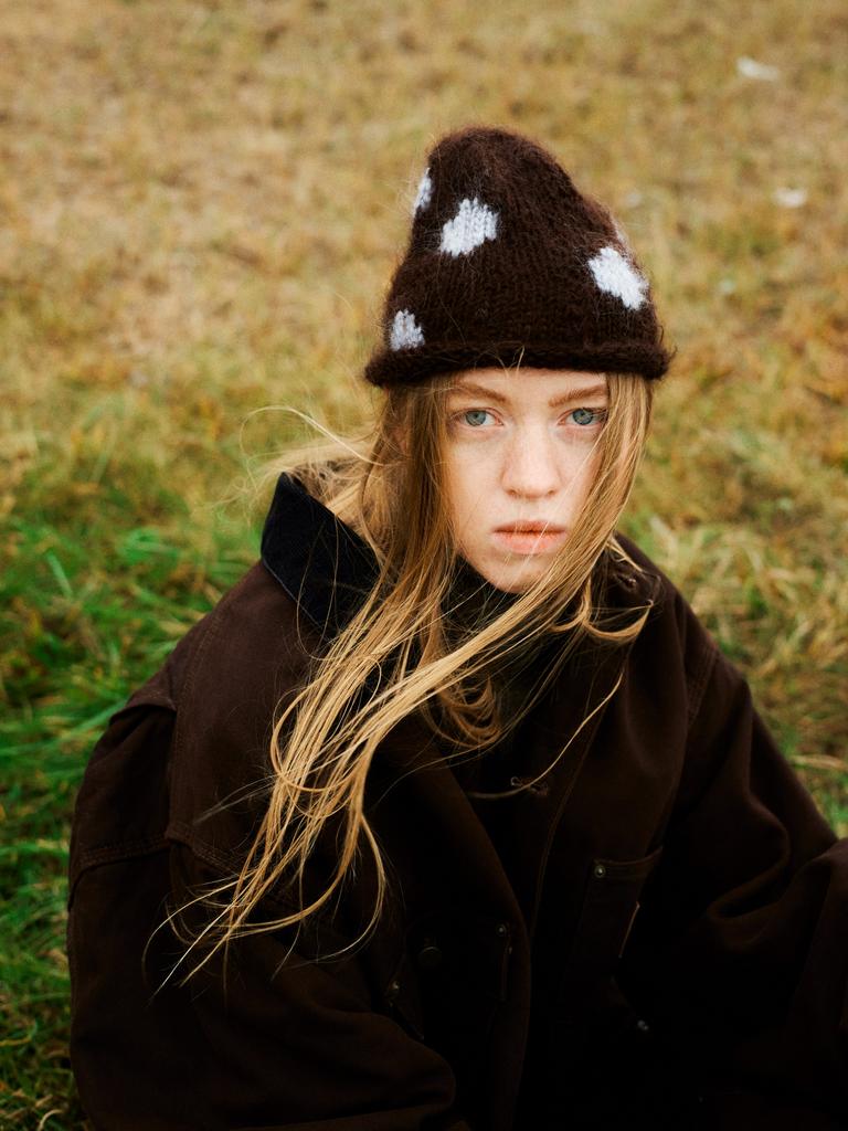 Шапка Mohair Dots Chocolate and Blue