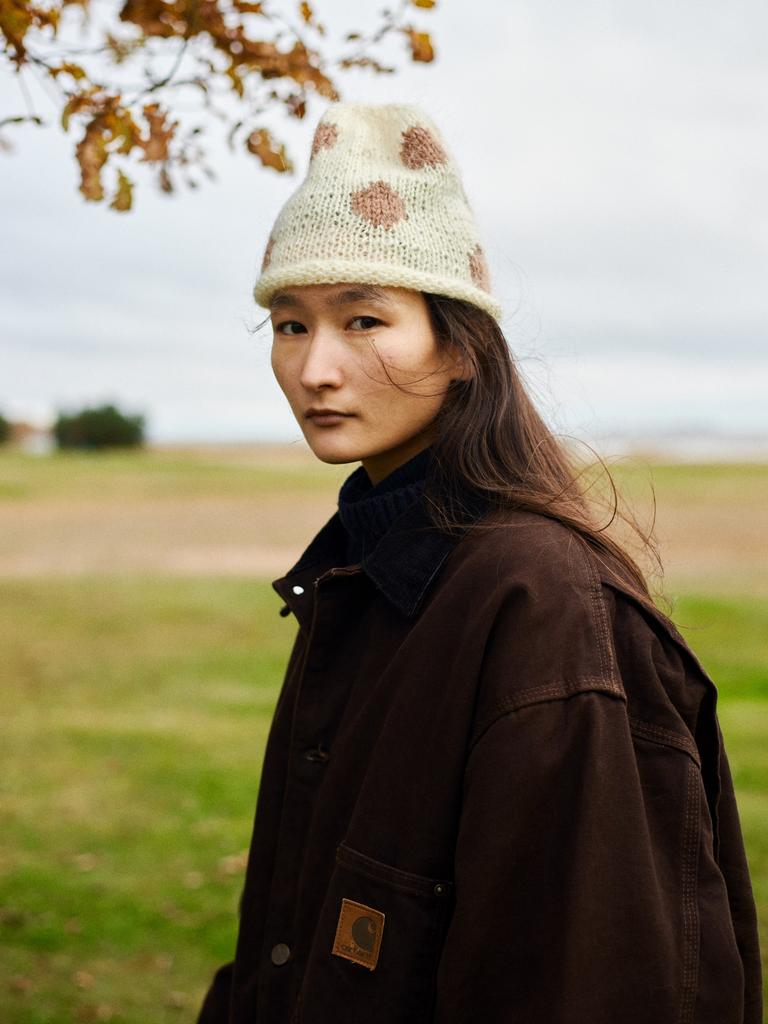 Шапка Mohair Dots Cream&Camel