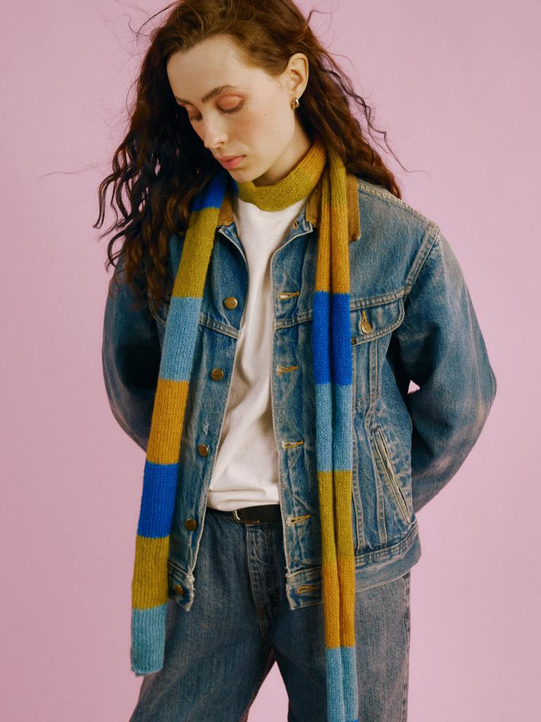 Шарф Snake kid mohair Blue, Green and Mustard