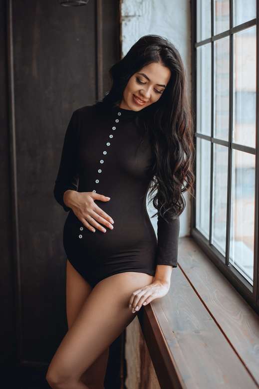 Черное боди с длинным рукавом