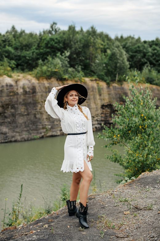 Шифоновое платье-рубашка с рукавом