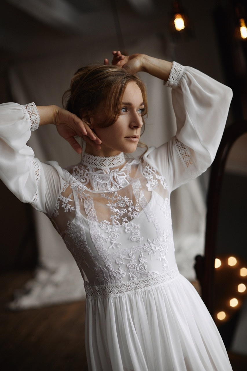 Будуарное платье в стиле бохо