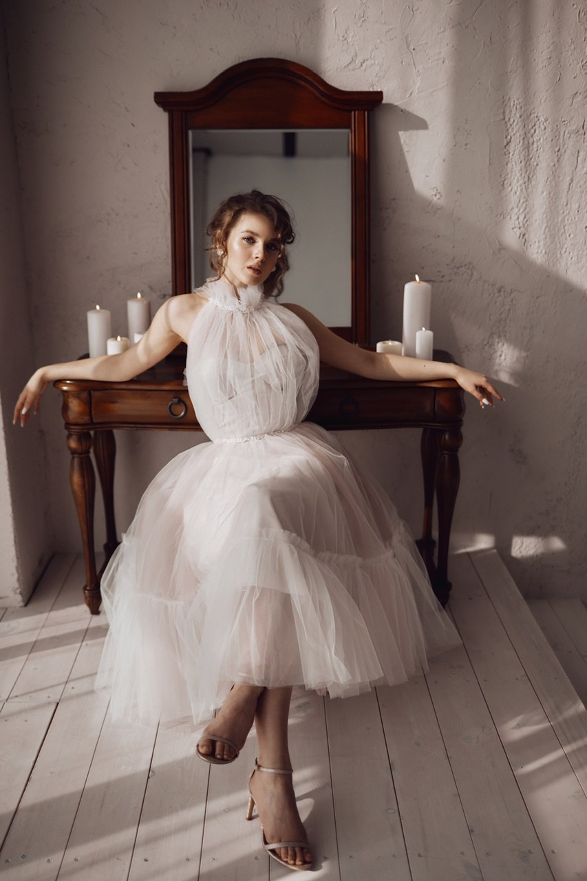 Фатиновое платье в цвете каппучино