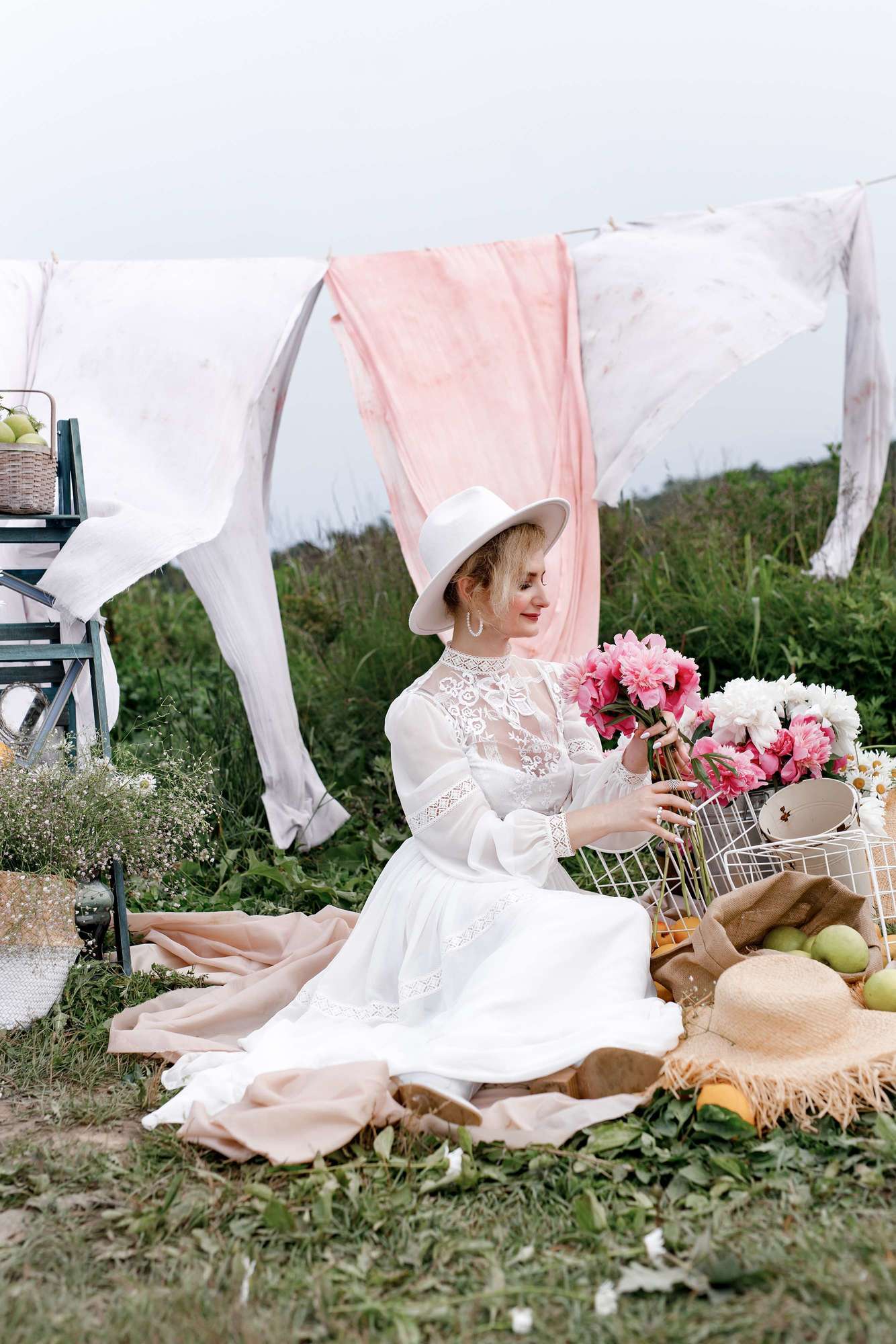 Белое бохо платье Pollardi