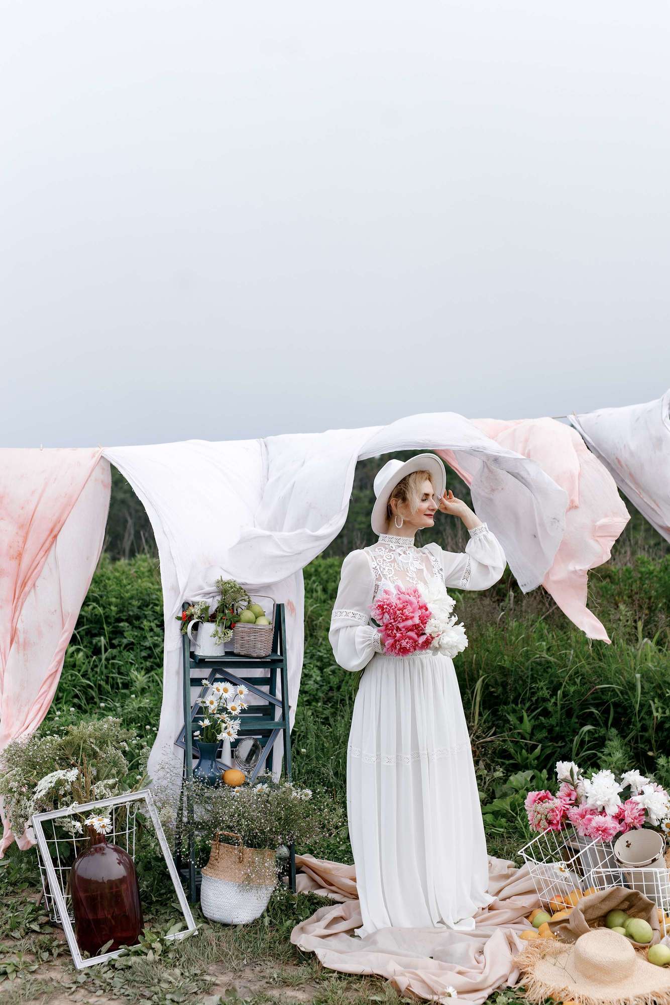 Белое бохо платье Pollardi