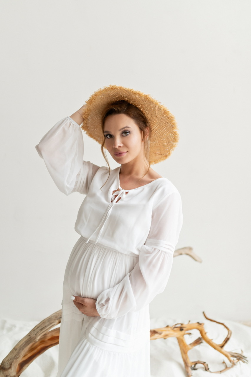 Шифоновое миди платье с рукавом