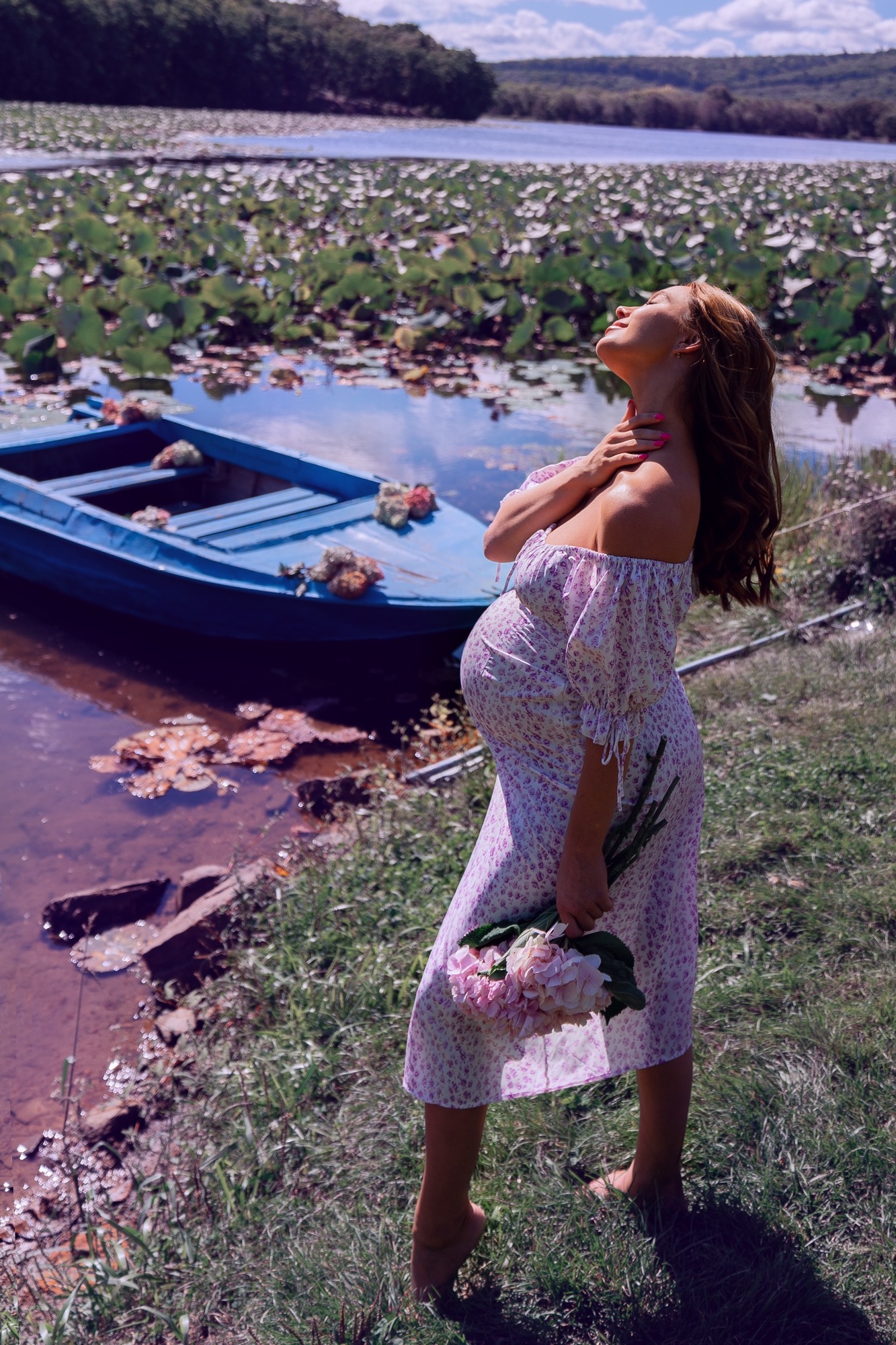 Розовое хлопковое платье в цветочек