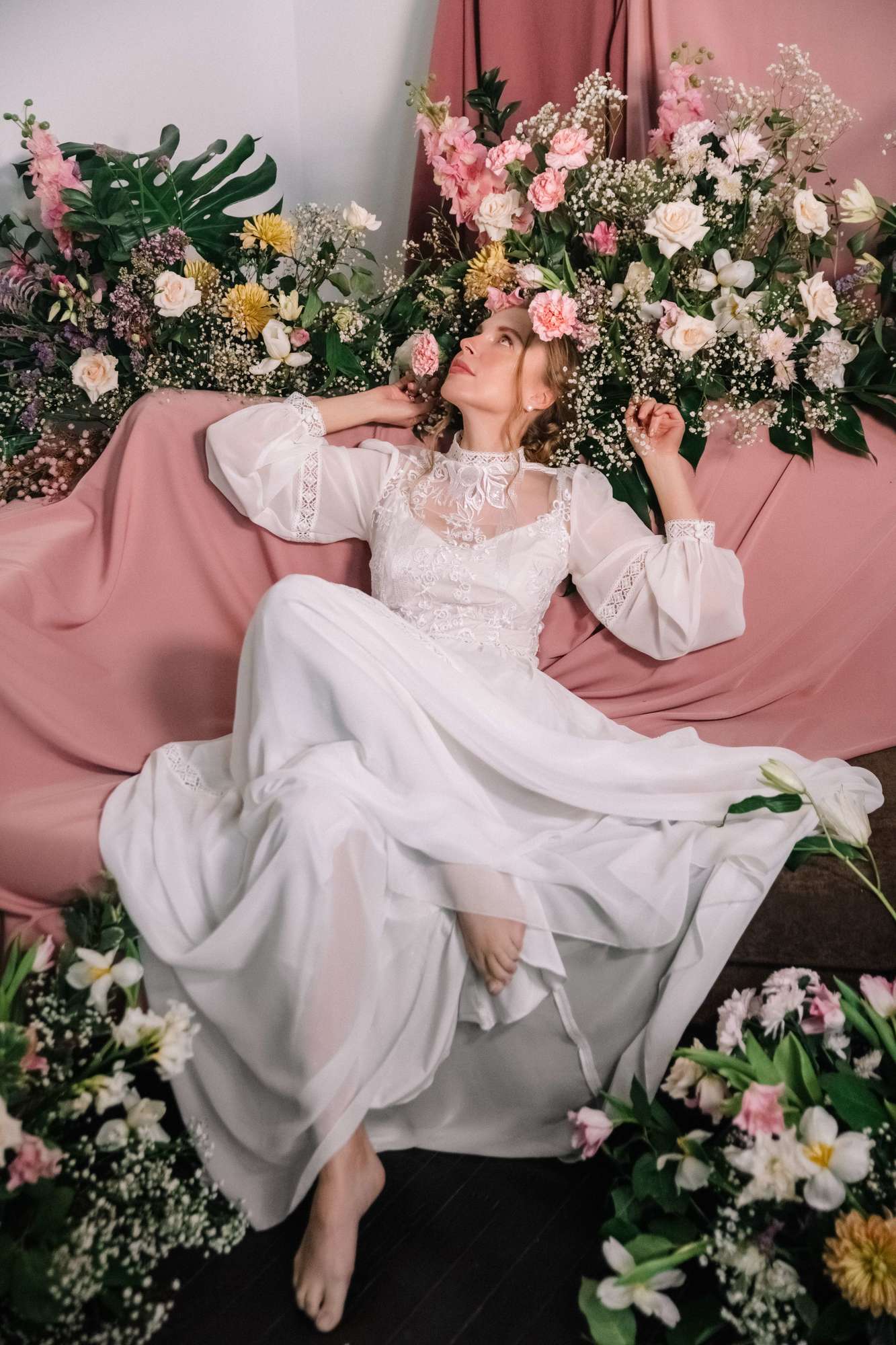 Белое бохо платье Pollardi