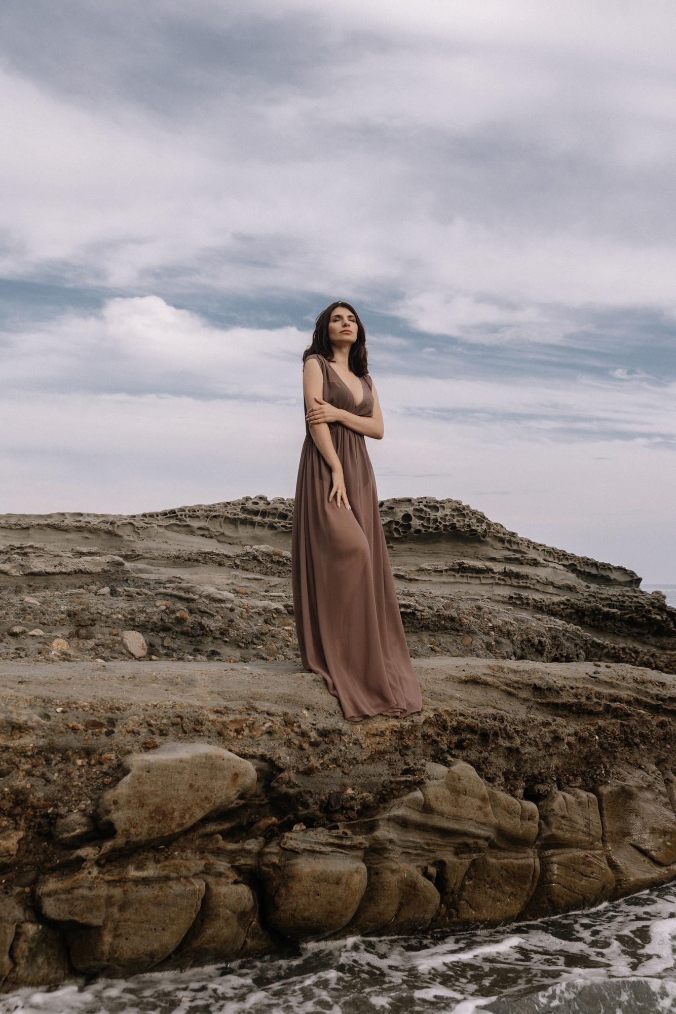 Шоколадное будуарное платье