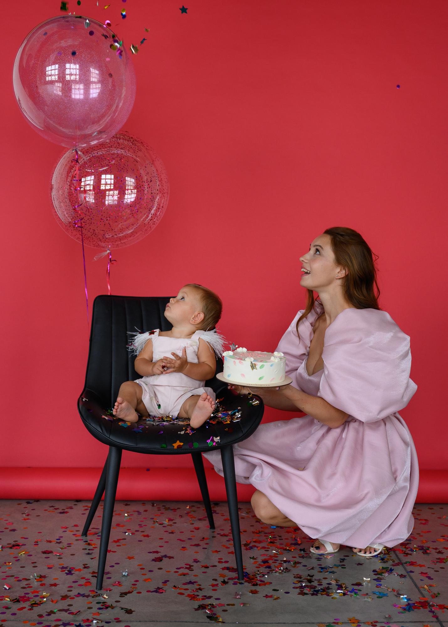 Пудровое короткое колокольчик из органзы-стекла