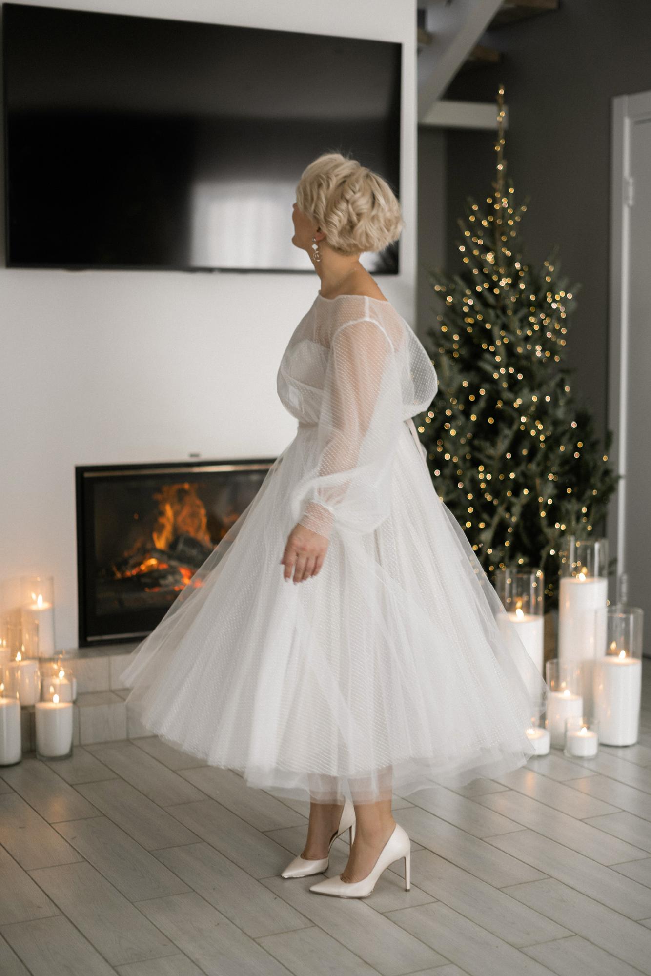 Воздушное миди платье в горох