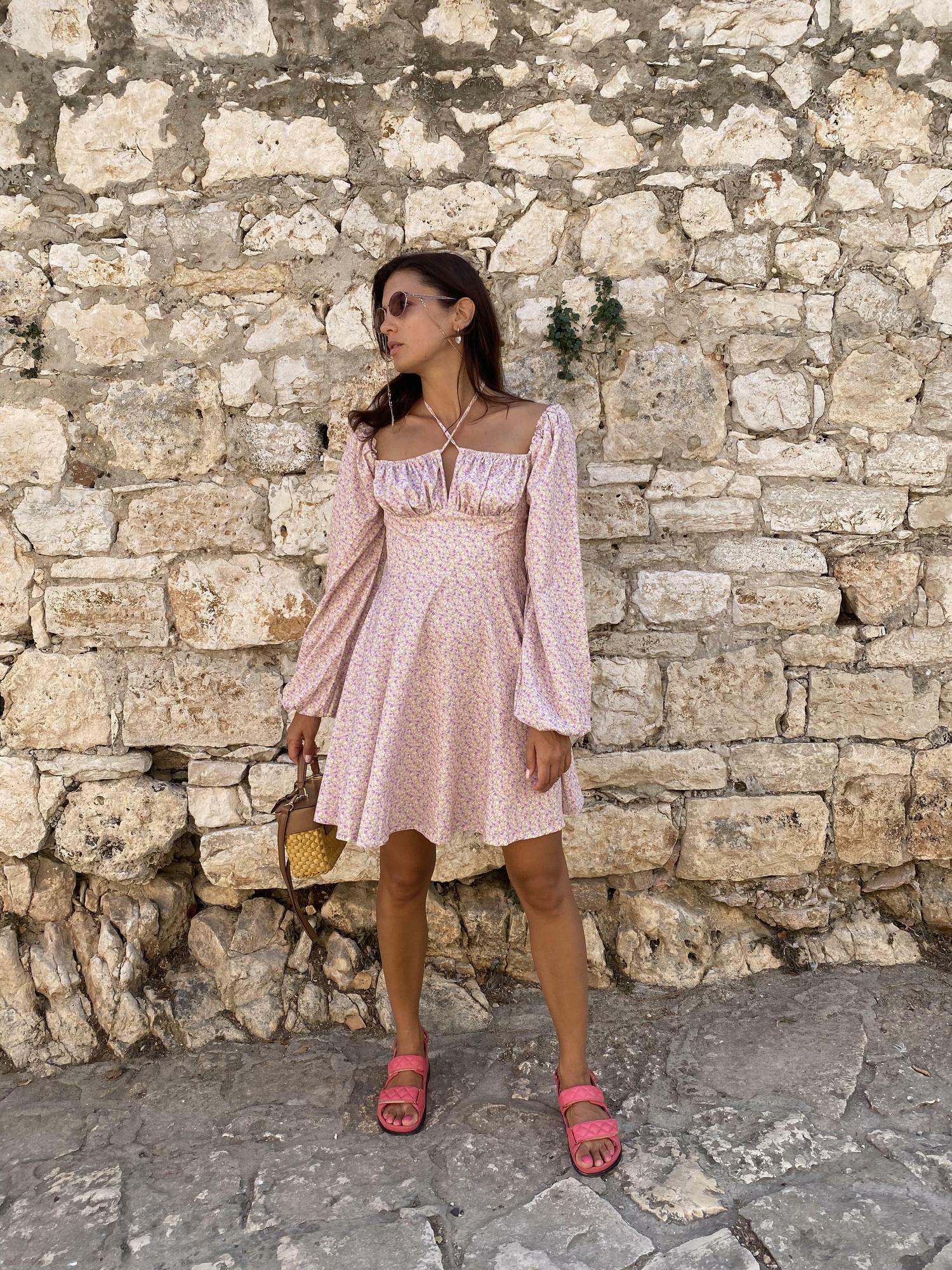 Цветочное розовое мини перекрест лямки