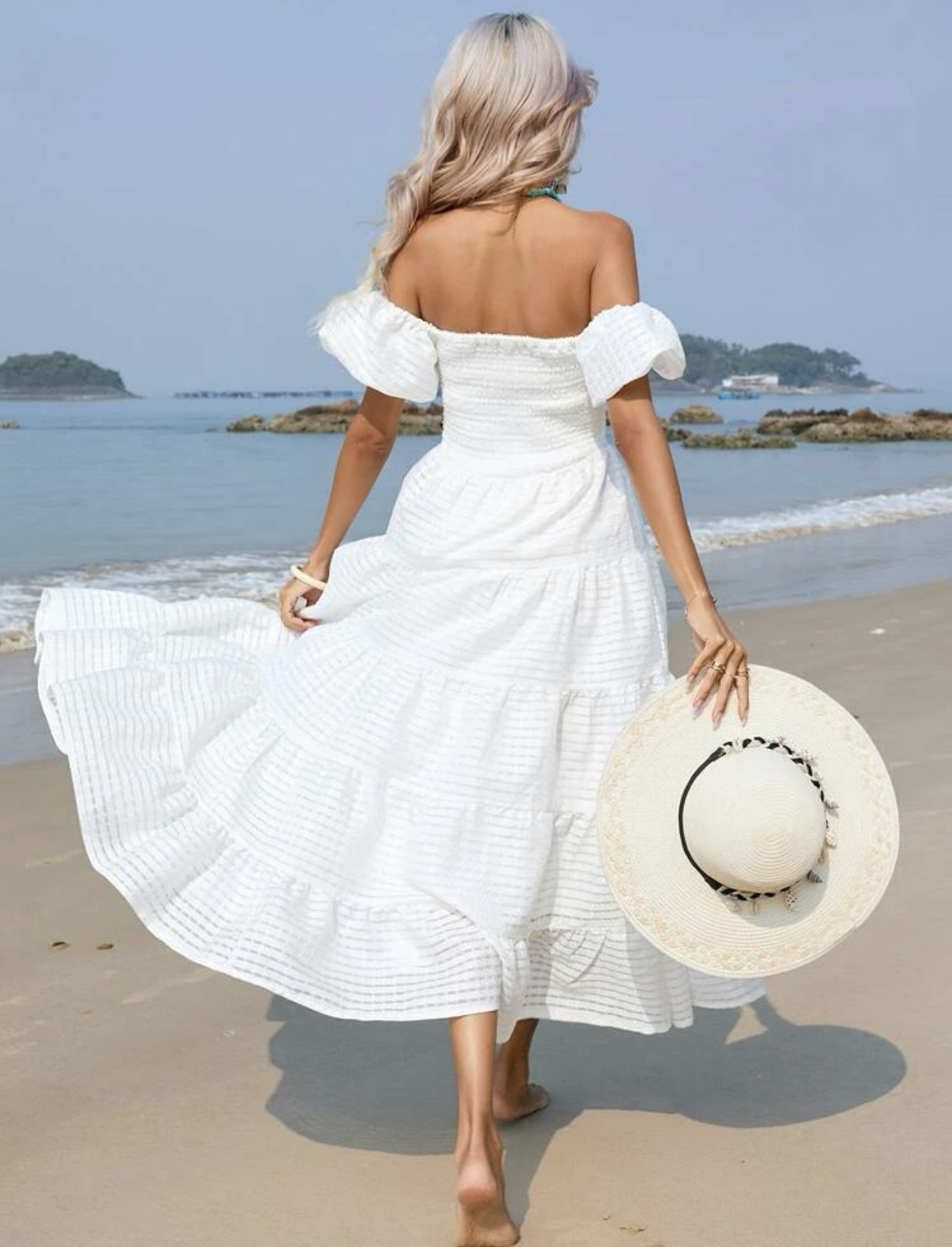 Белое в полоску рукава фонарики верх на резинке